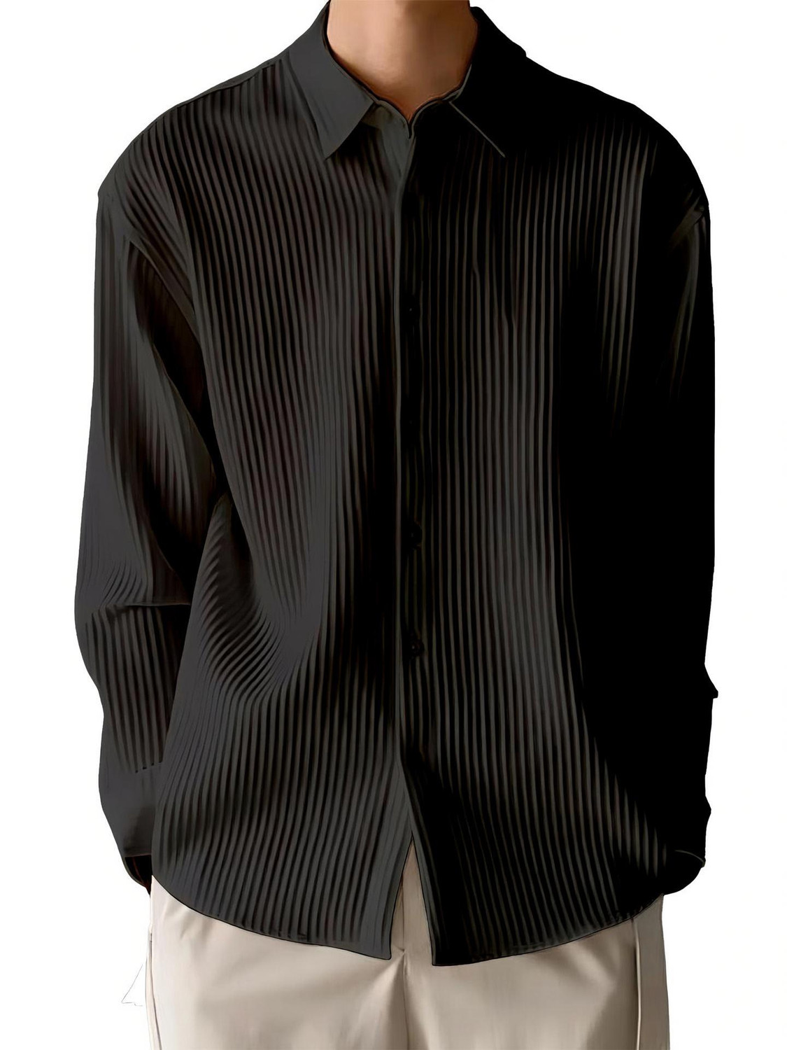 Image of METRONAUT Men Striped Casual Black Shirt