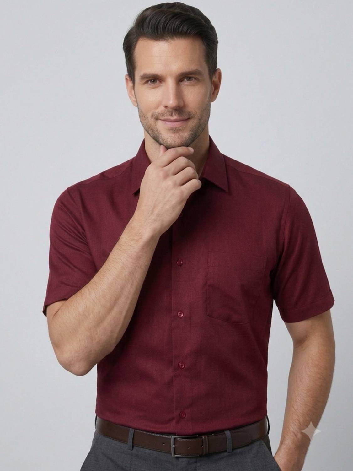 Appel Touch Men Solid Formal Maroon Shirt