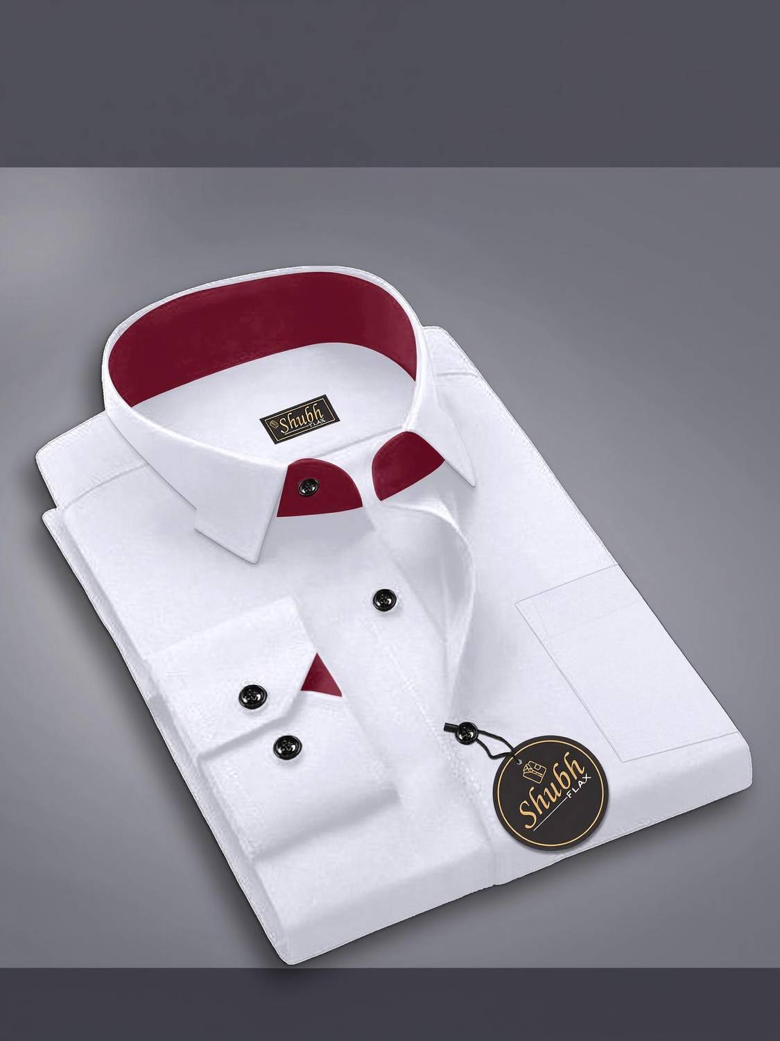 SHUBHFLAX Men Solid Formal White Shirt