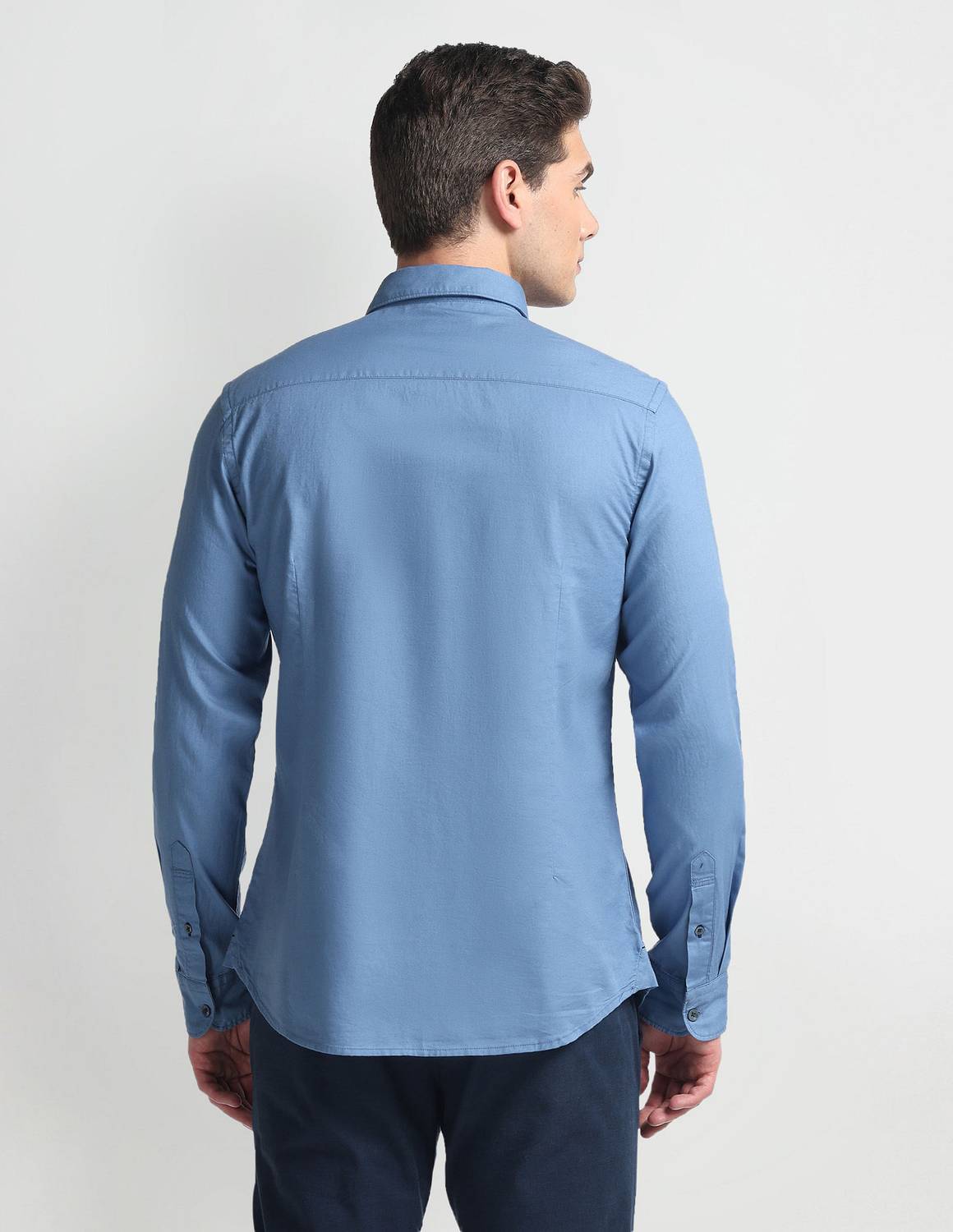 U.S. POLO ASSN. Men Solid Casual Blue Shirt - Image 5