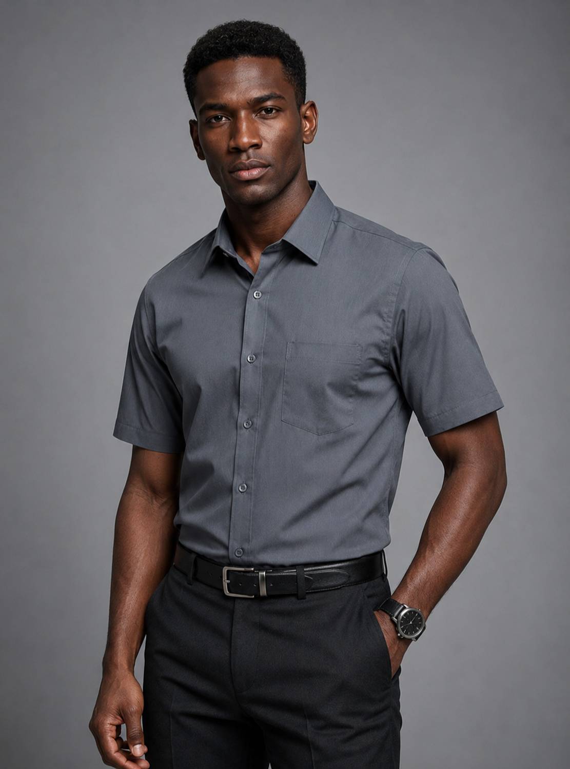 Appel Touch Men Solid Formal Grey Shirt