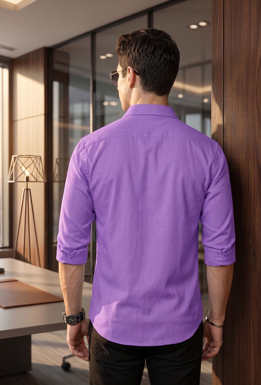 Image of FIBERMILL Men Solid Formal Purple Shirt