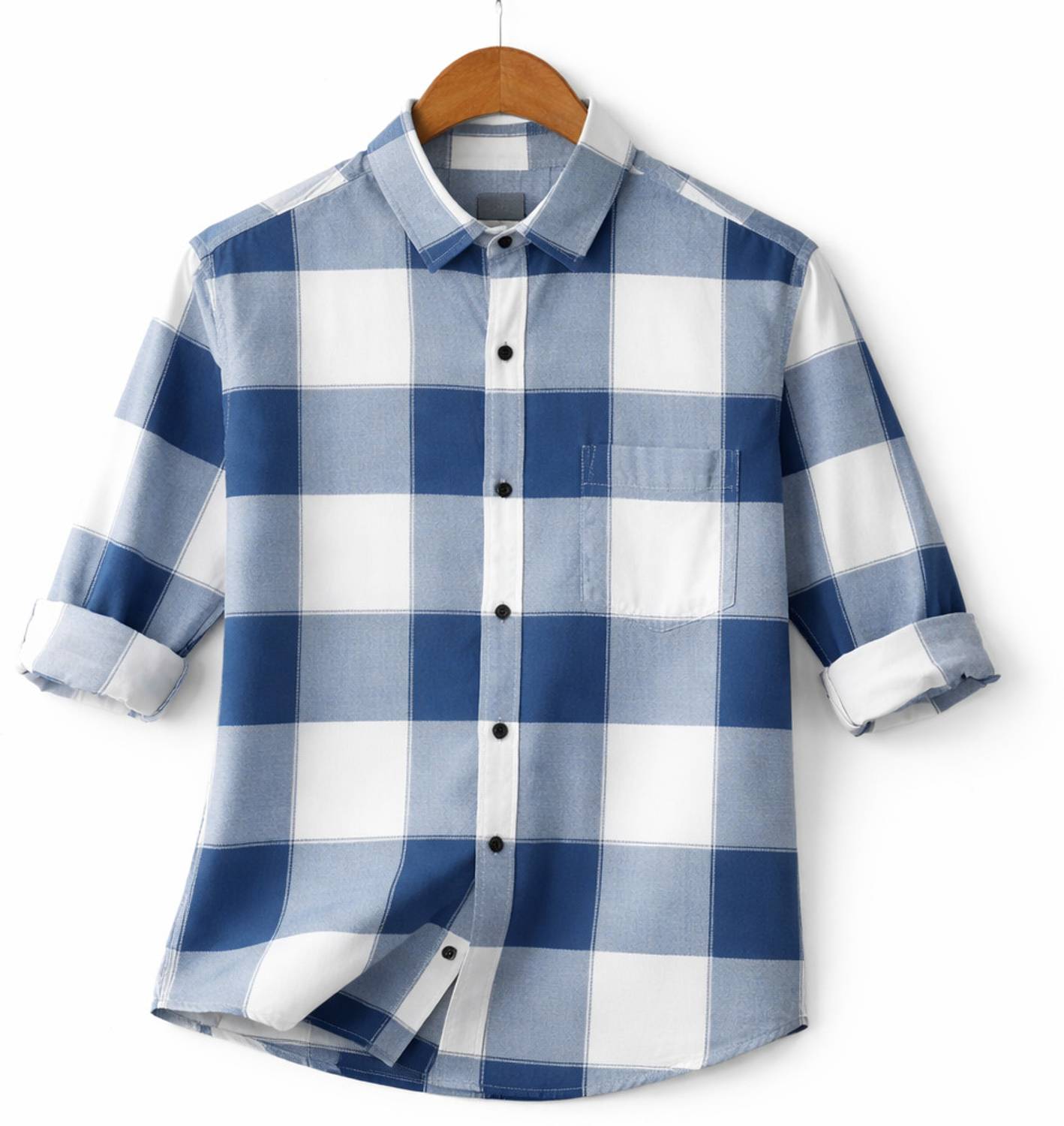 FalconWear Men Checkered Casual Dark Blue Shirt - Image 1