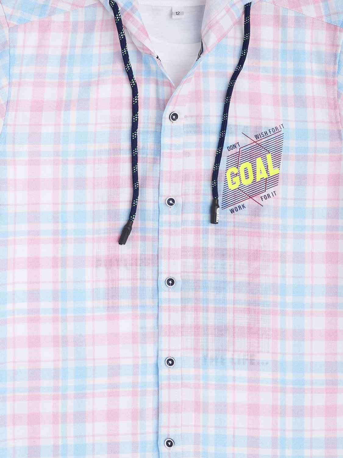 Image of CAVIO Boys Checkered Casual Pink Shirt
