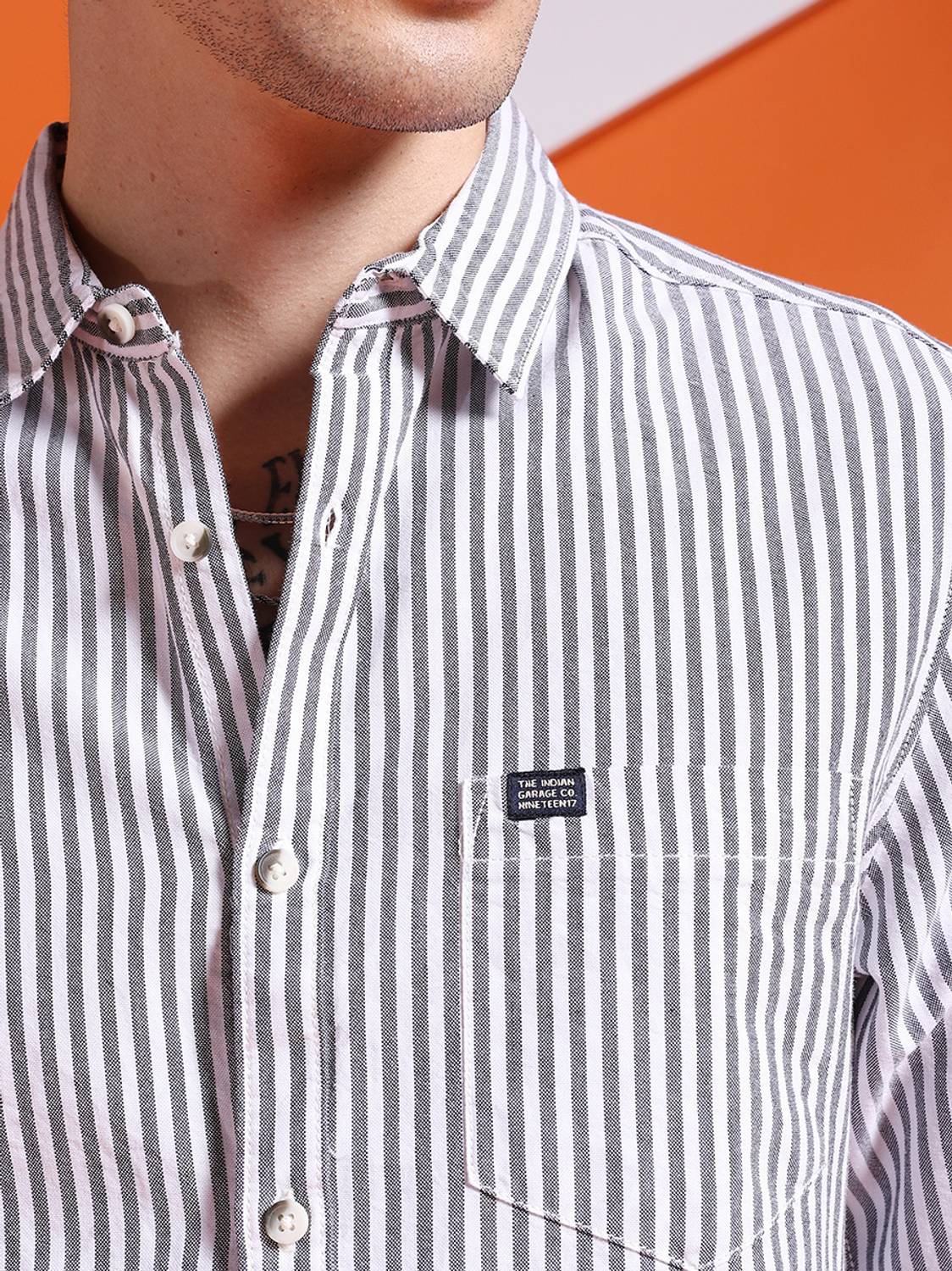 The Indian Garage Co. Men Striped Casual Black Shirt - Image 5