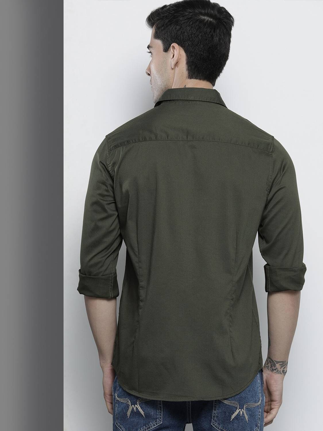 The Indian Garage Co. Men Solid Casual Green Shirt - Image 5