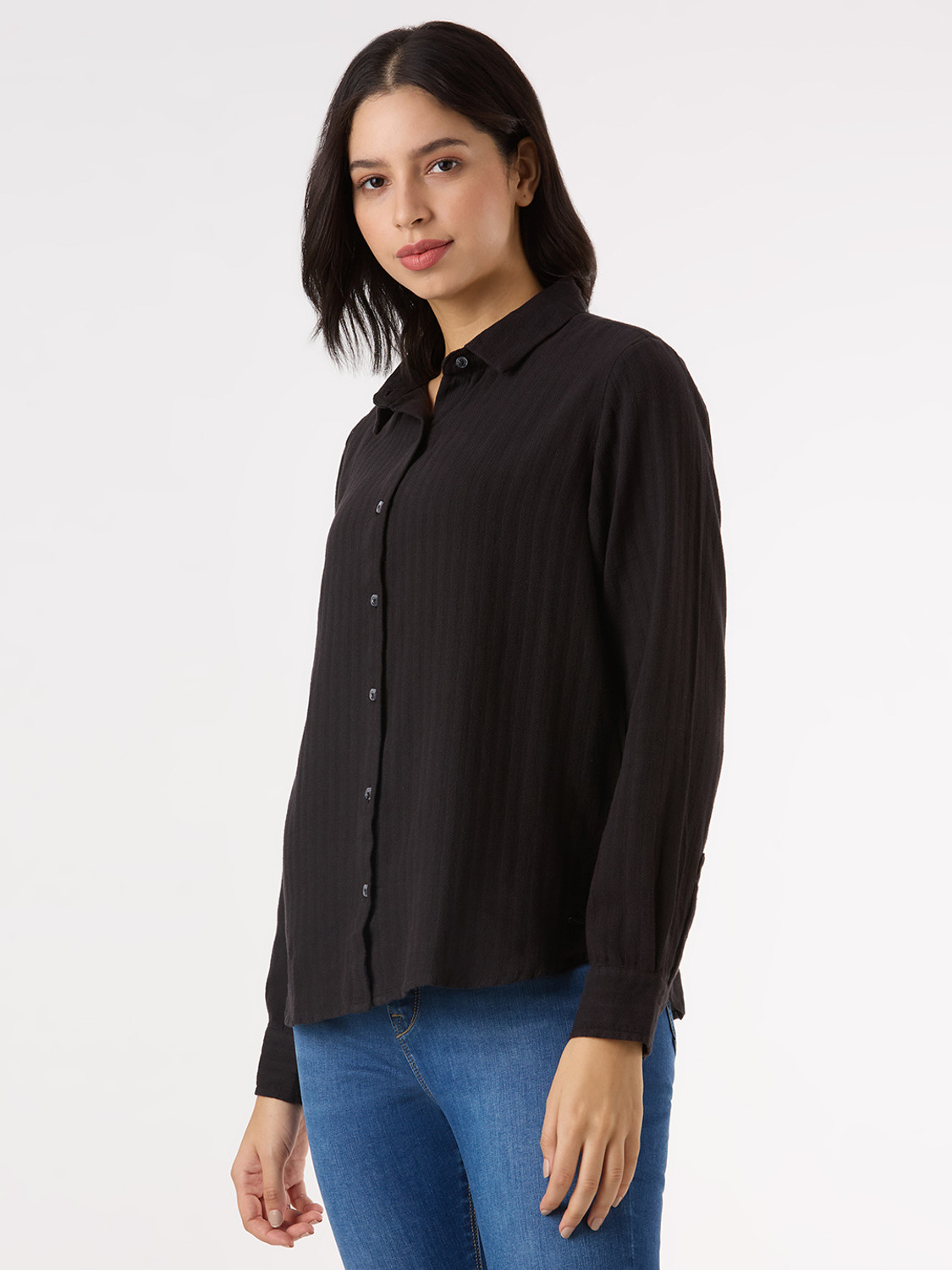 Image of Pepe Jeans Women Solid Casual Black Shirt