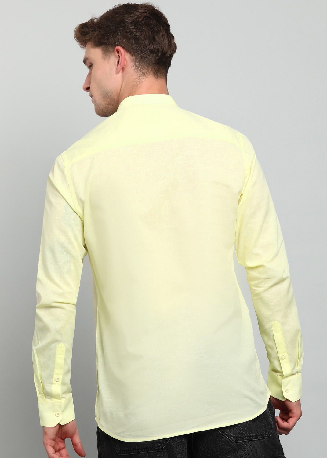 Image of INTEGRITI Men Solid Casual Yellow Shirt
