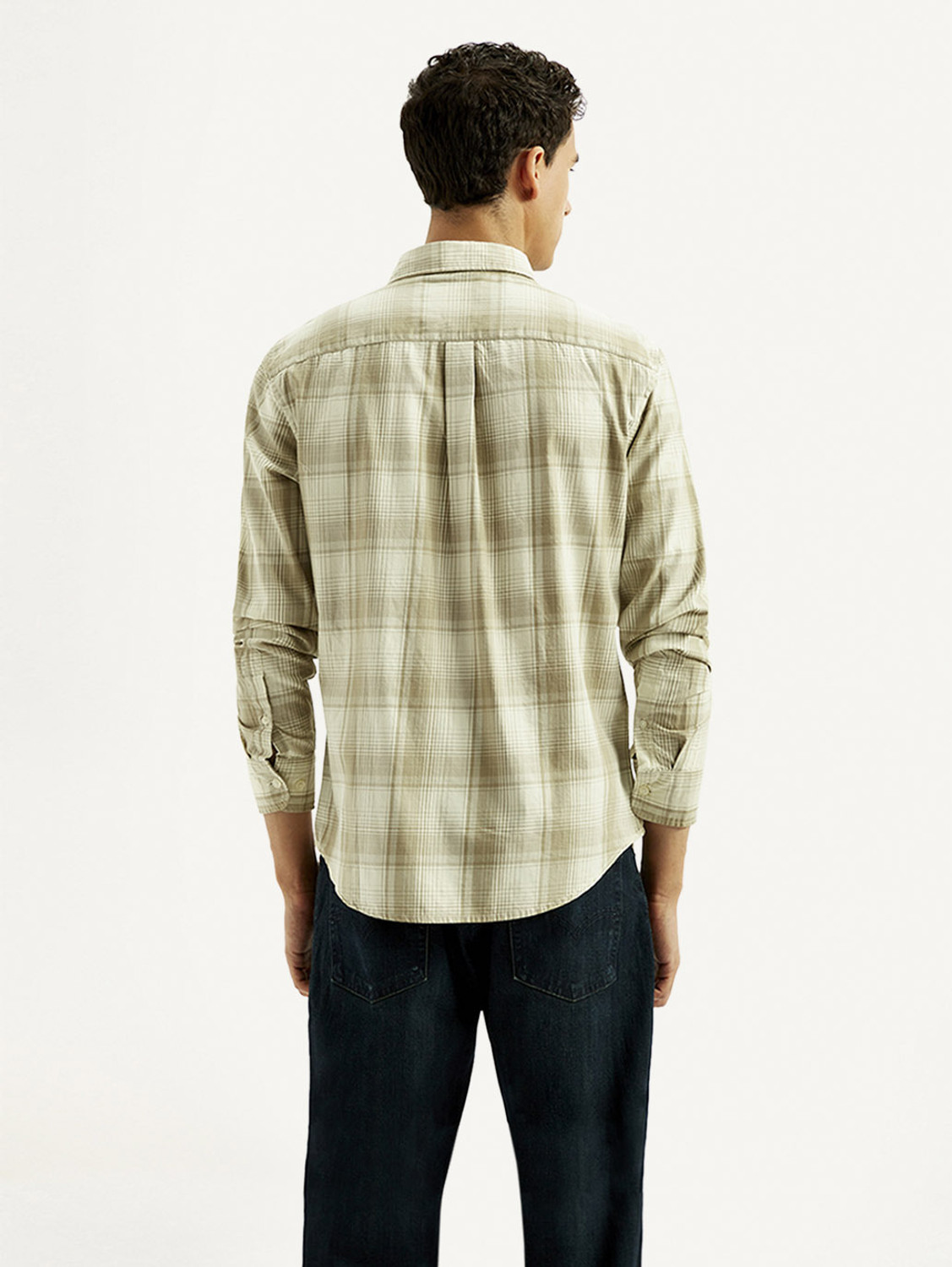 Image of LEVI'S Men Checkered Casual Beige Shirt