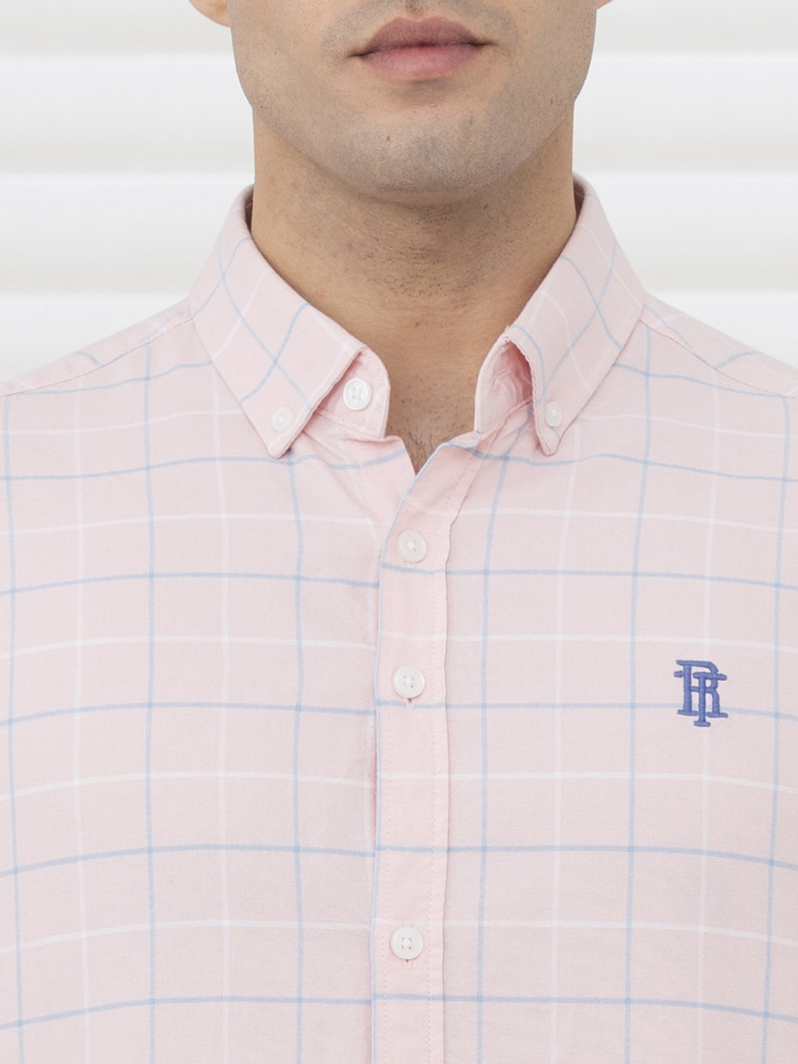 Image of RED TAPE Men Checkered Casual Pink Shirt