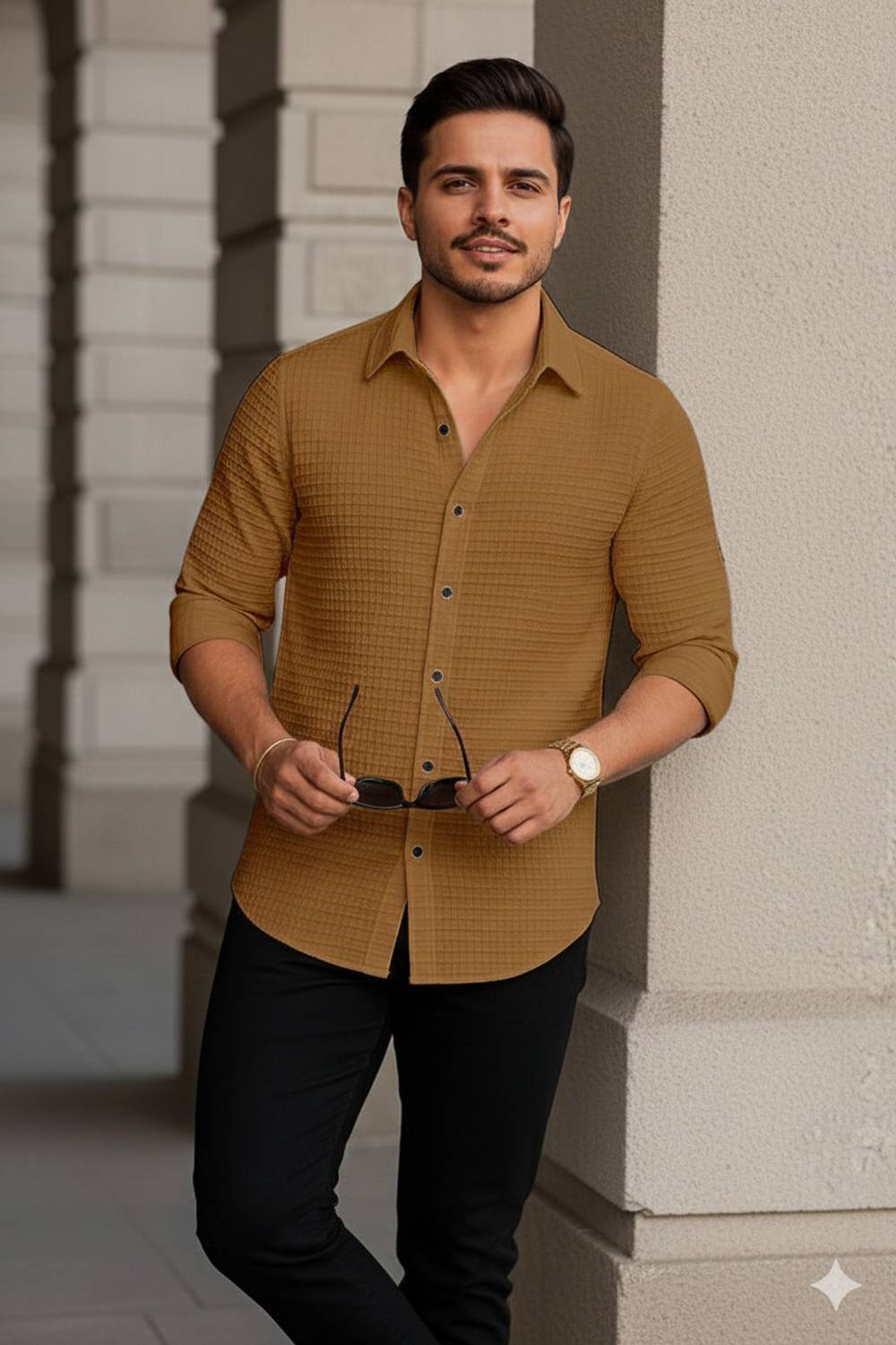 JACKBELLA Men Beige Casual Shirt - Image 5