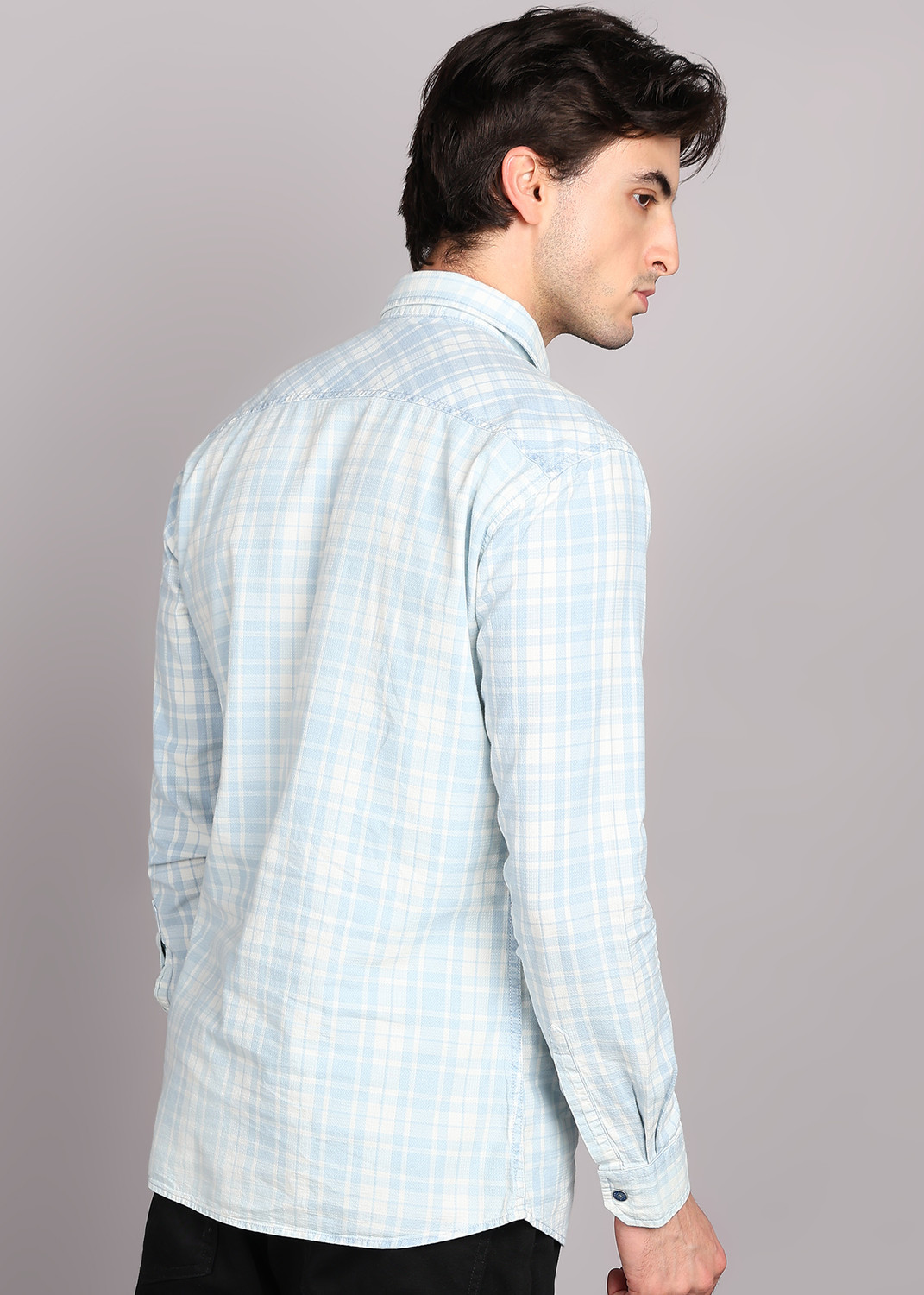 Image of KILLER Men Checkered Casual Blue Shirt