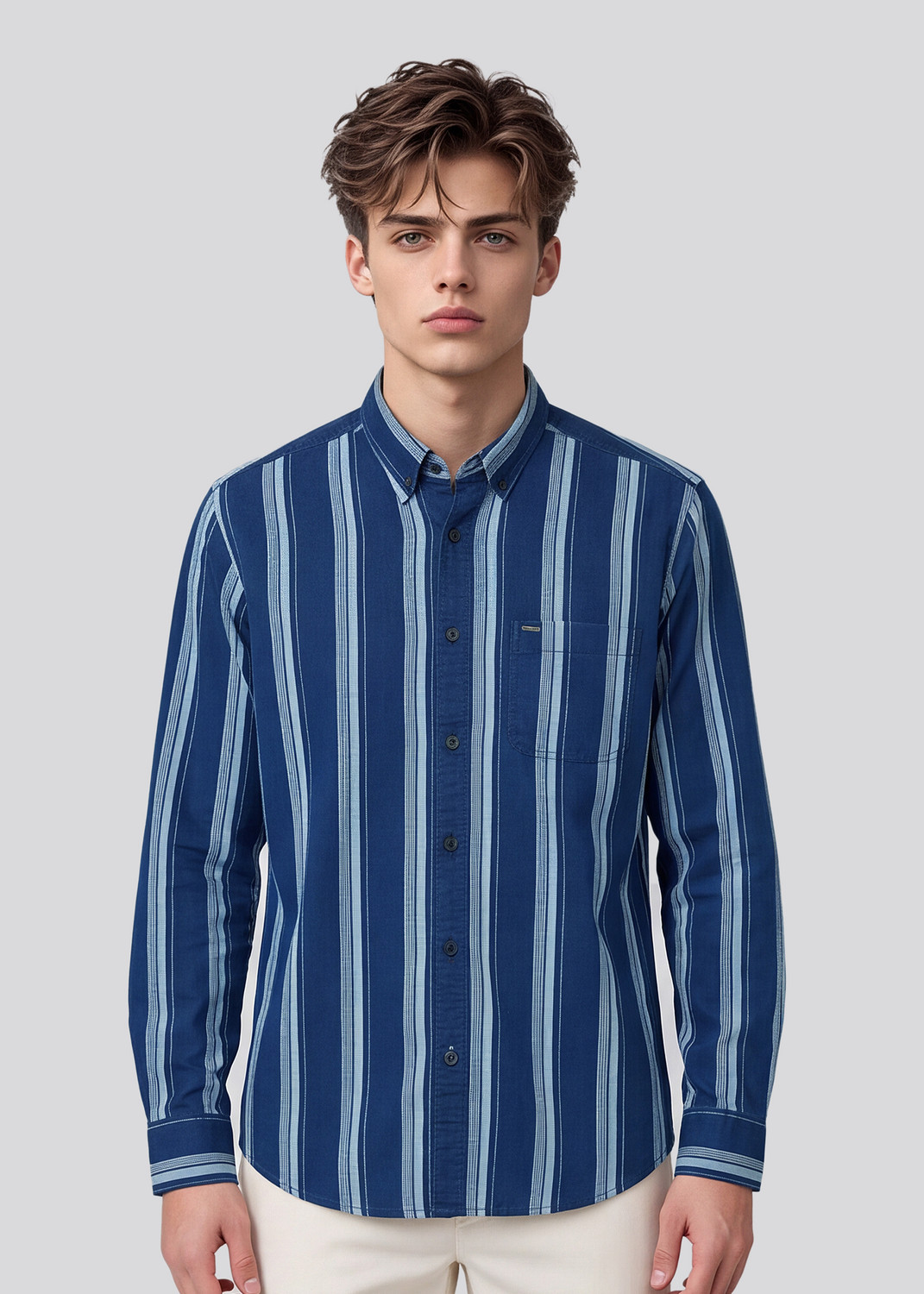 Image of KILLER Men Relaxed Fit Striped Casual Shirt