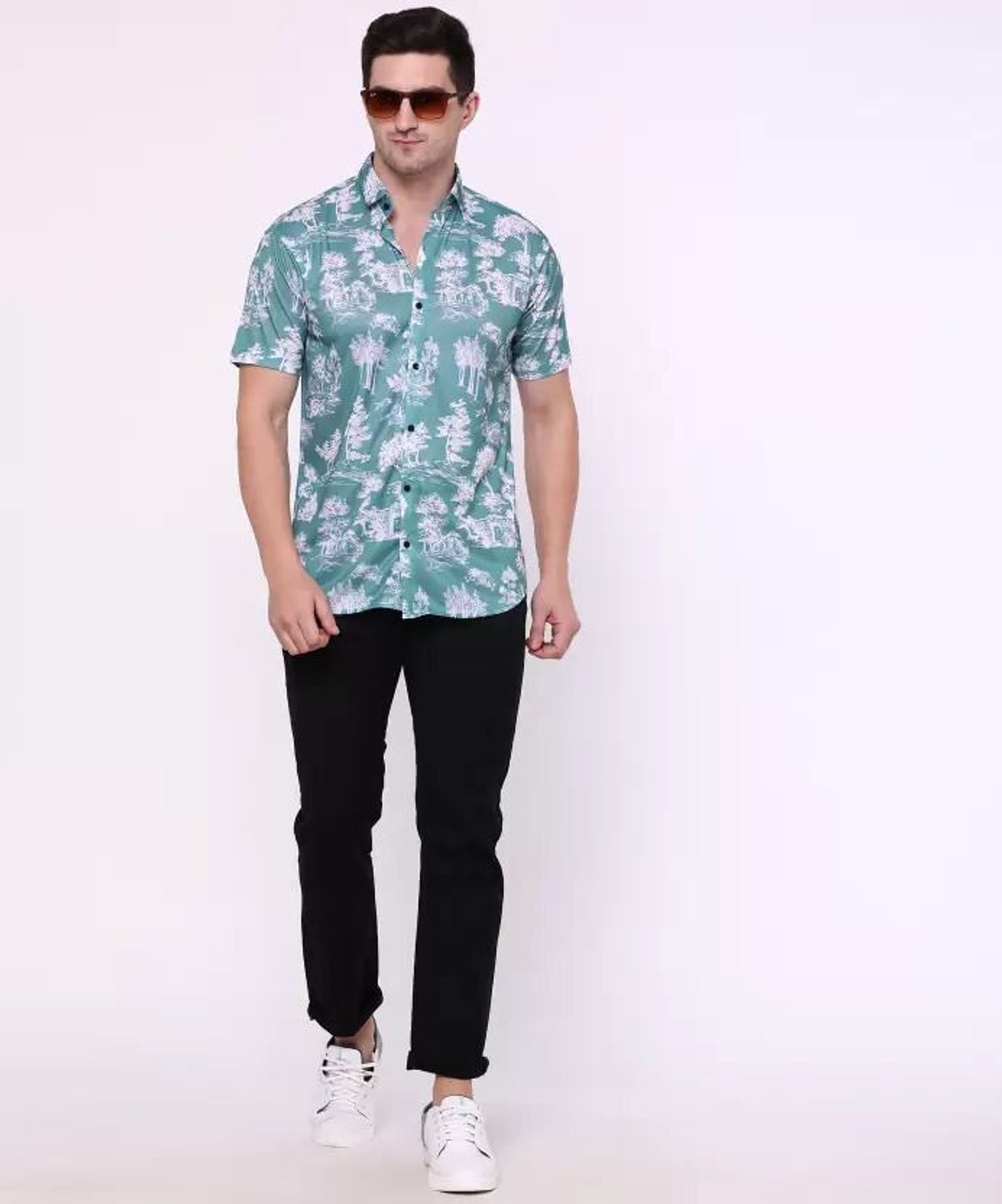Image of ENTNICBLISS Men Regular Fit Printed Spread Collar Casual Shirt