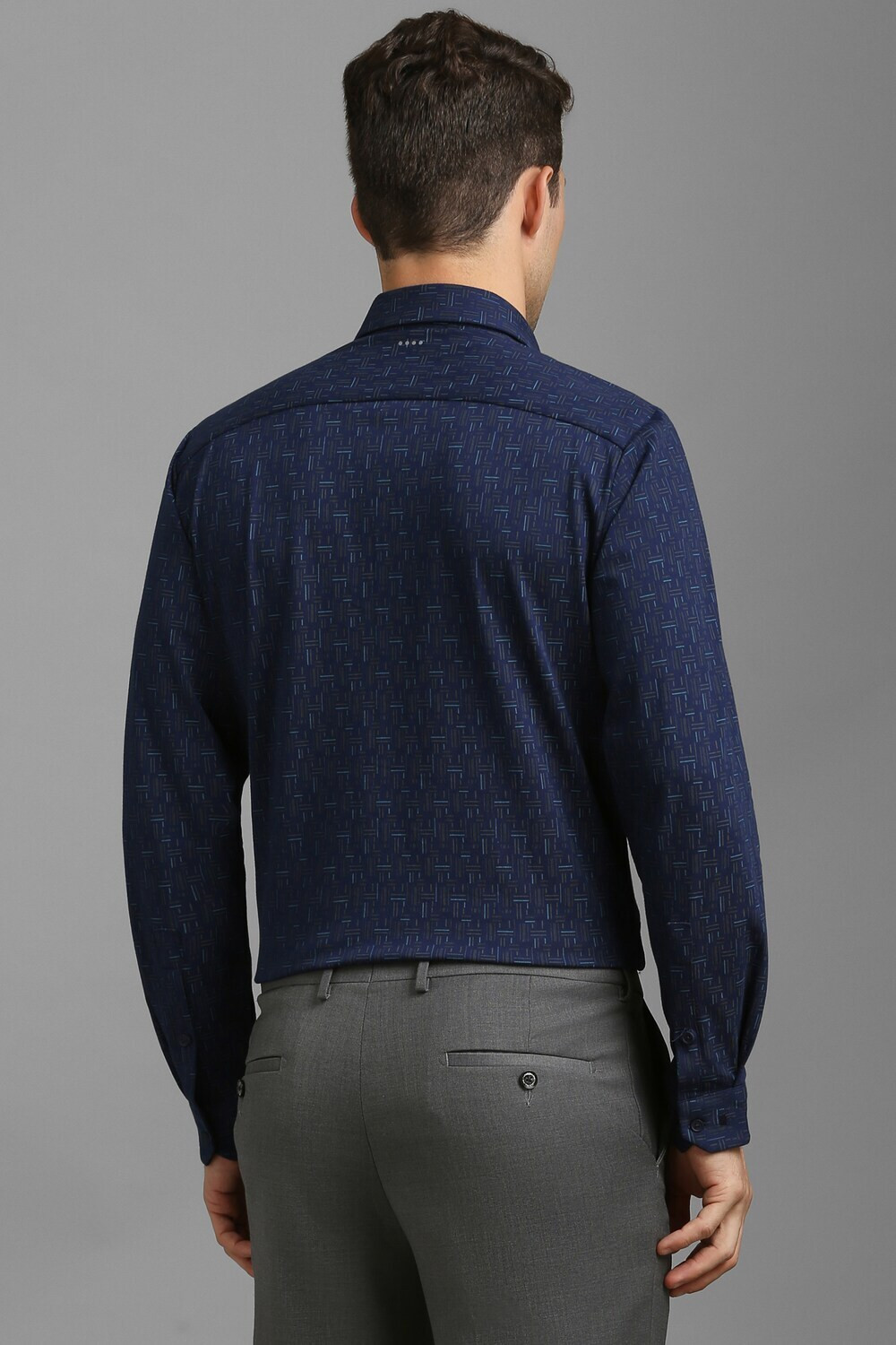 Image of LOUIS PHILIPPE Men Printed Formal Blue Shirt