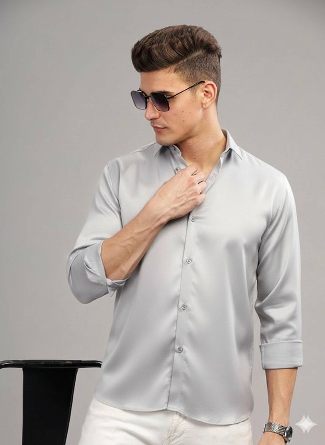 ZLEX Men Solid Formal Grey Shirt - Buy ZLEX Men Solid Formal Grey