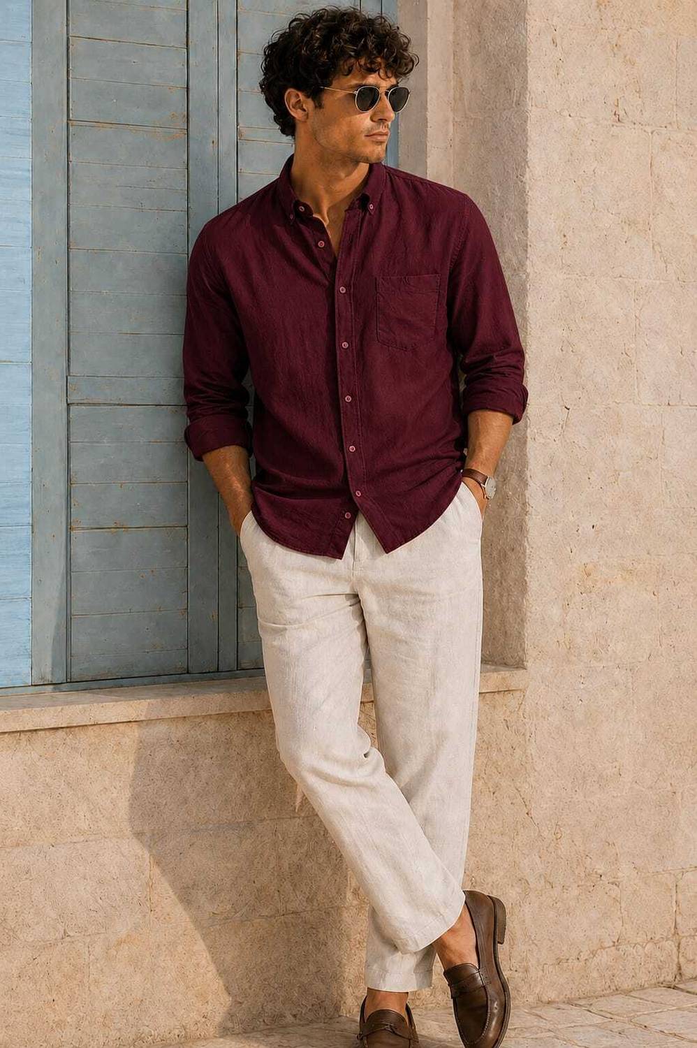 Culin Men Maroon Casual Shirt - Image 5