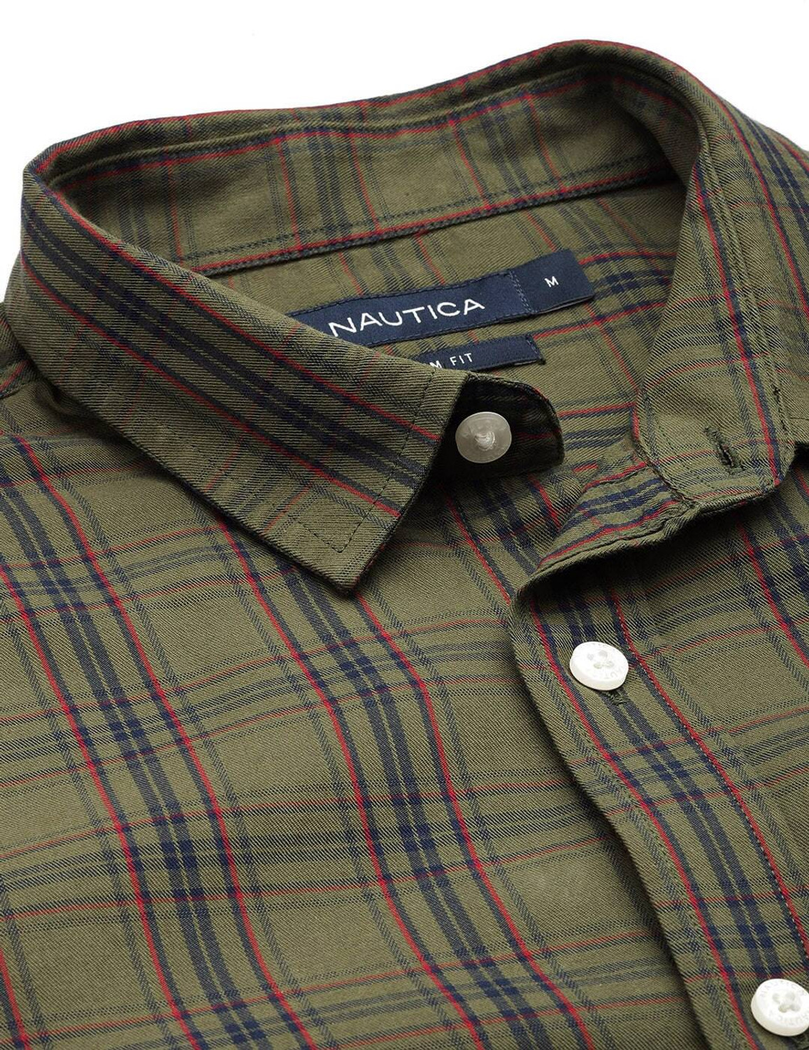 Image of NAUTICA Men Checkered Casual Green, Red, Dark Blue Shirt