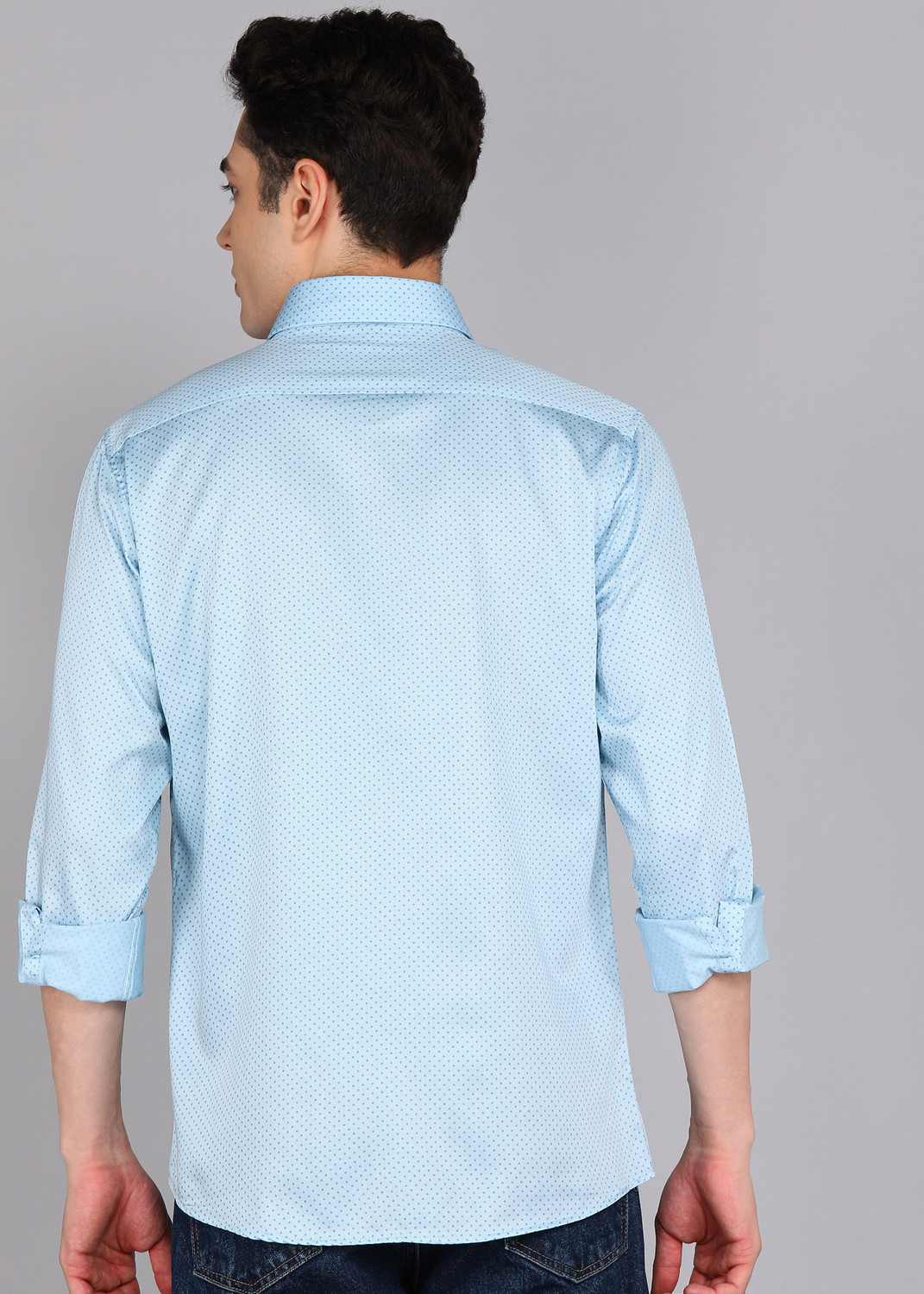 Image of Louis Philippe Sport Men Printed Casual Light Blue Shirt