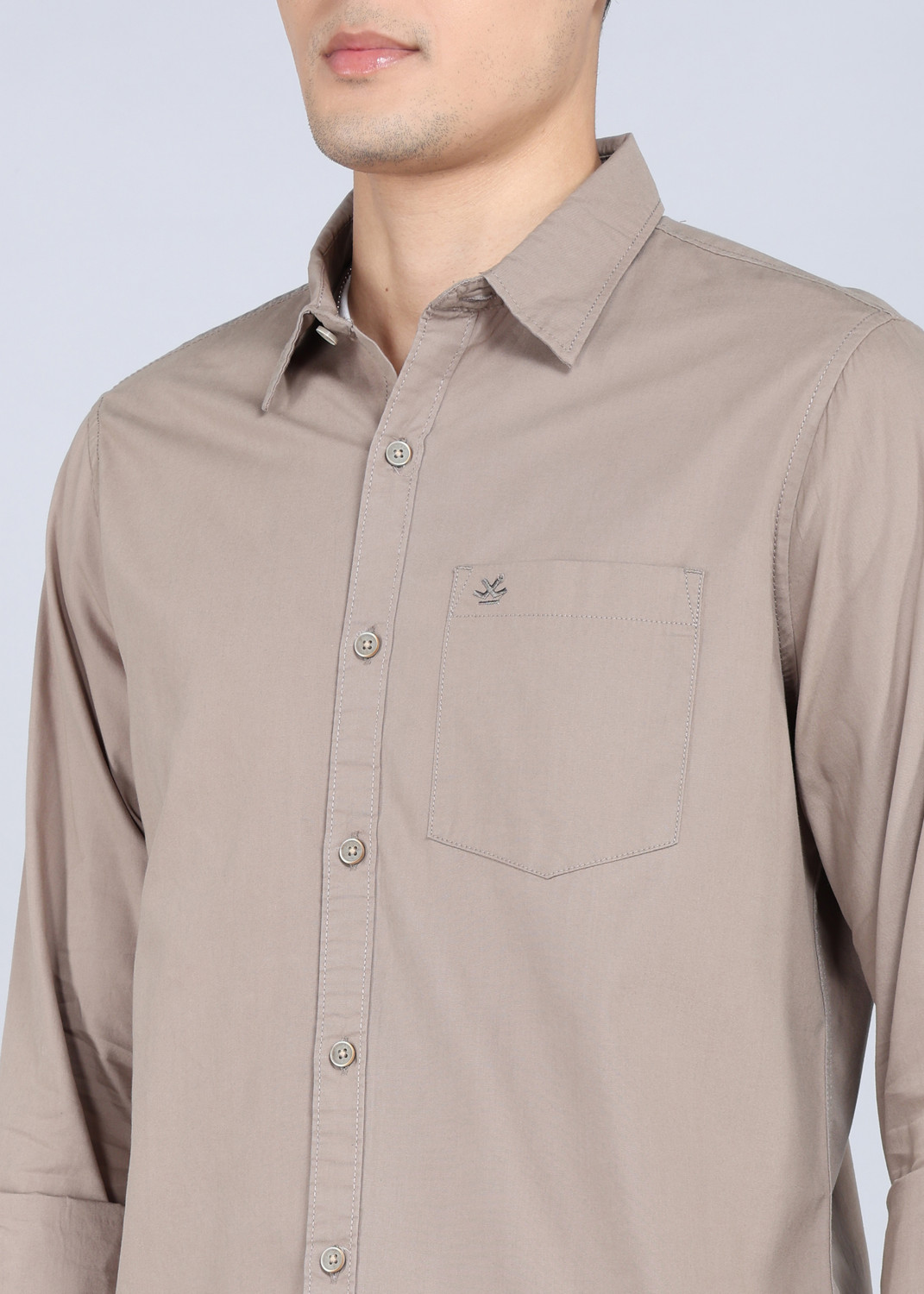 Image of WROGN Men Solid Casual Brown Shirt