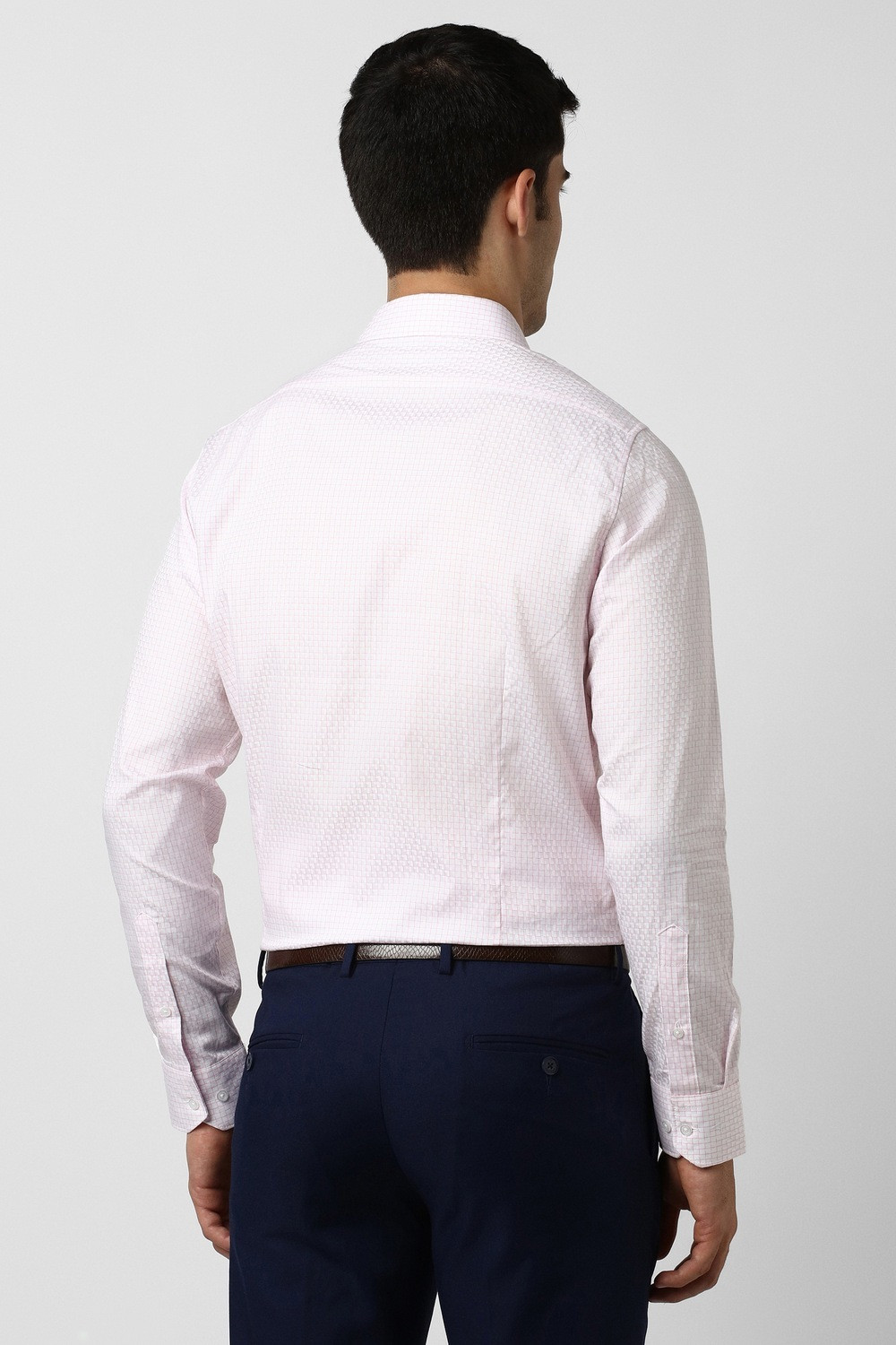 Image of VAN HEUSEN Men Checkered Casual Pink Shirt