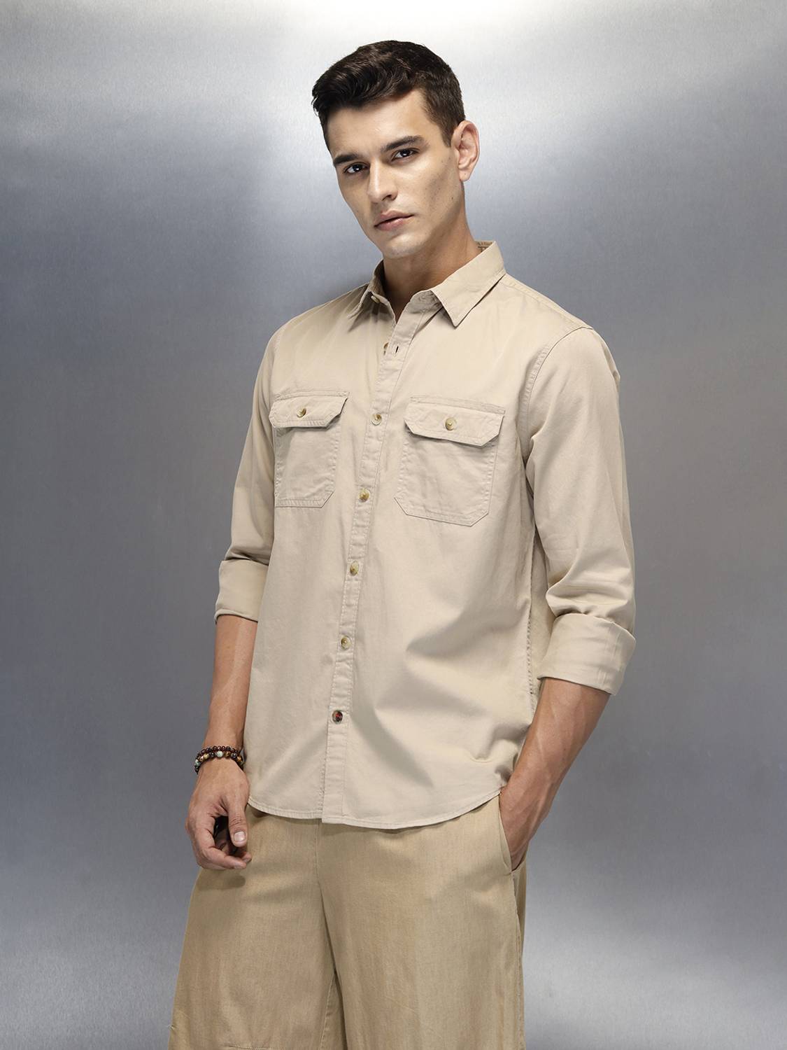 WROGN Men Beige Casual Shirt - Image 4