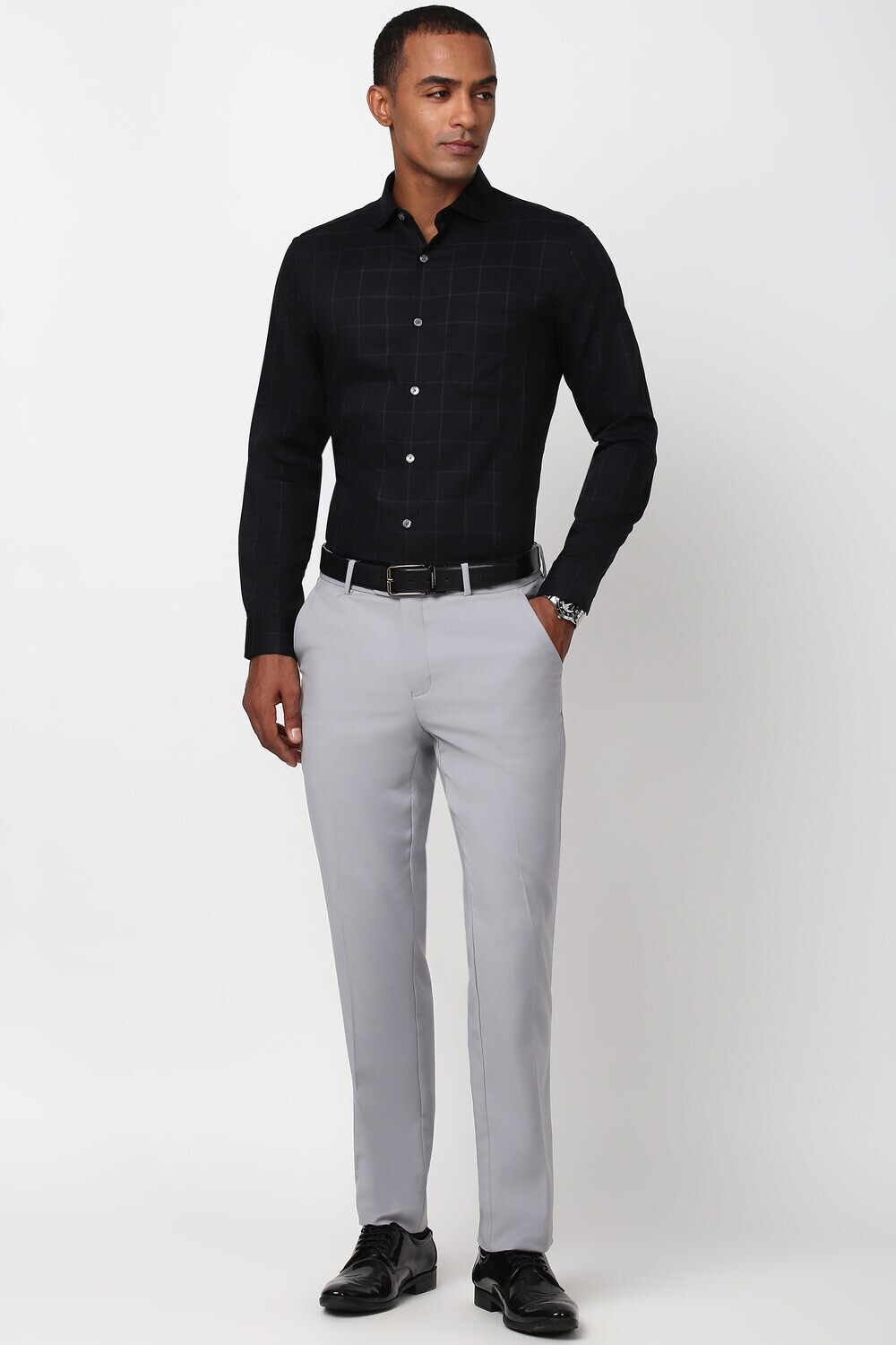 Image of PETER ENGLAND Men Checkered Casual Black Shirt