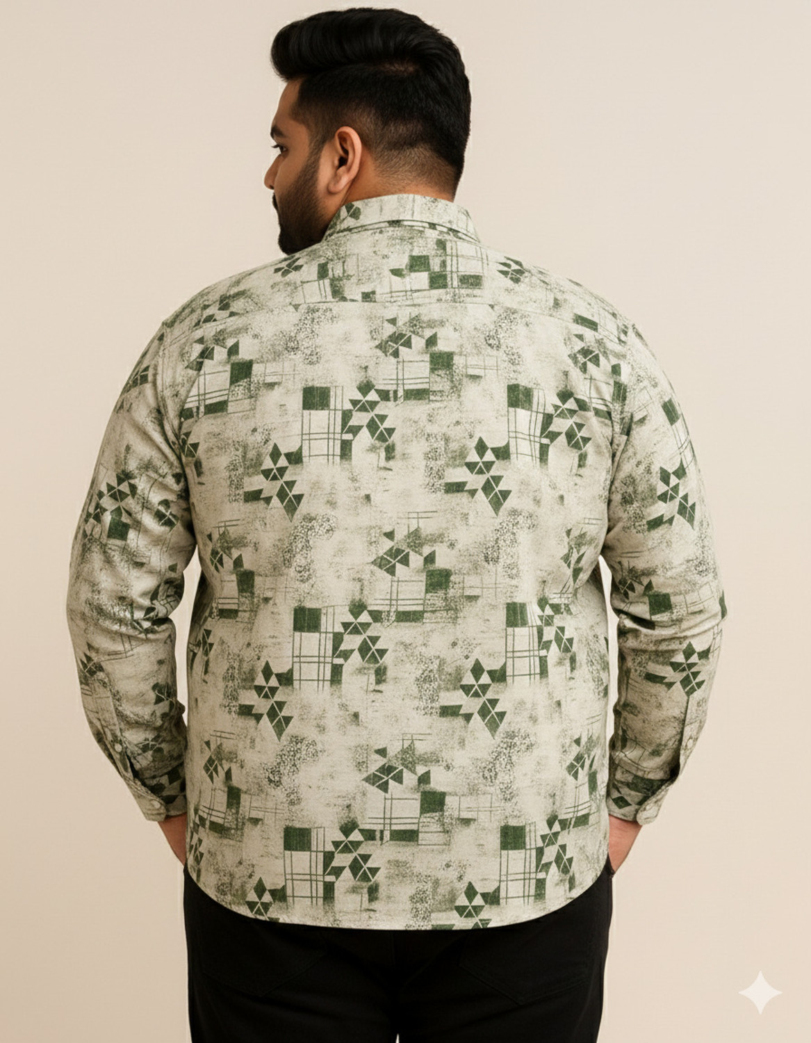 Image of Saroo Men Printed Casual Light Green, Dark Green Shirt