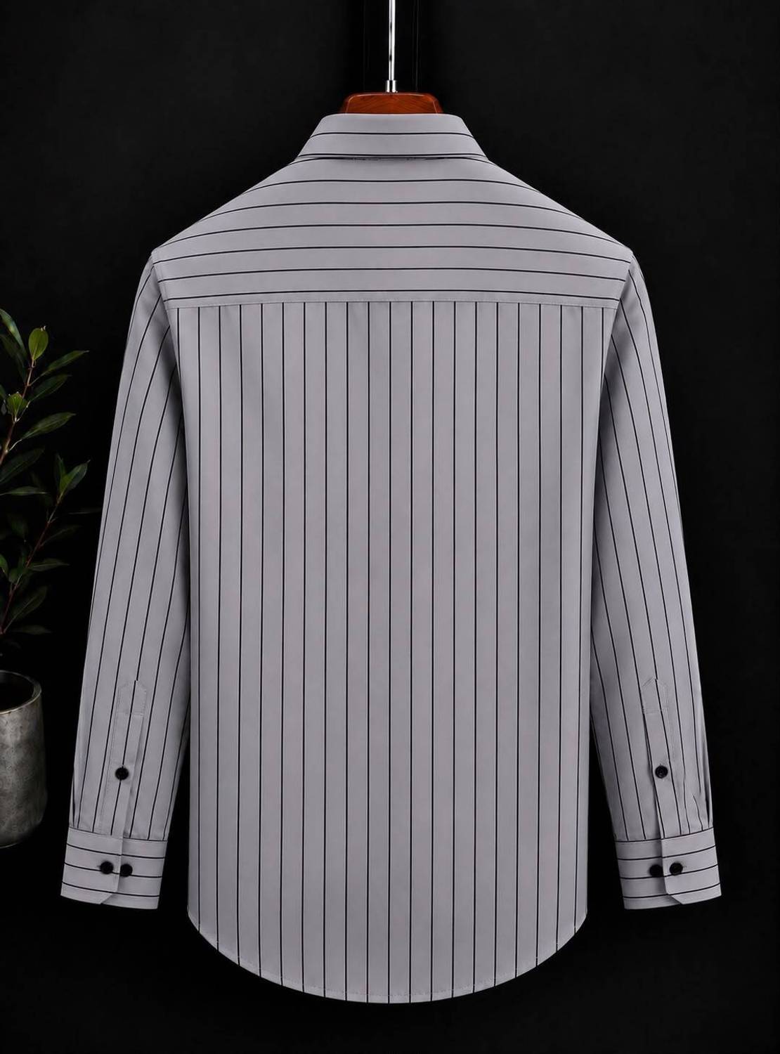 fitoda fashion Men Striped Casual Grey Shirt - Image 2