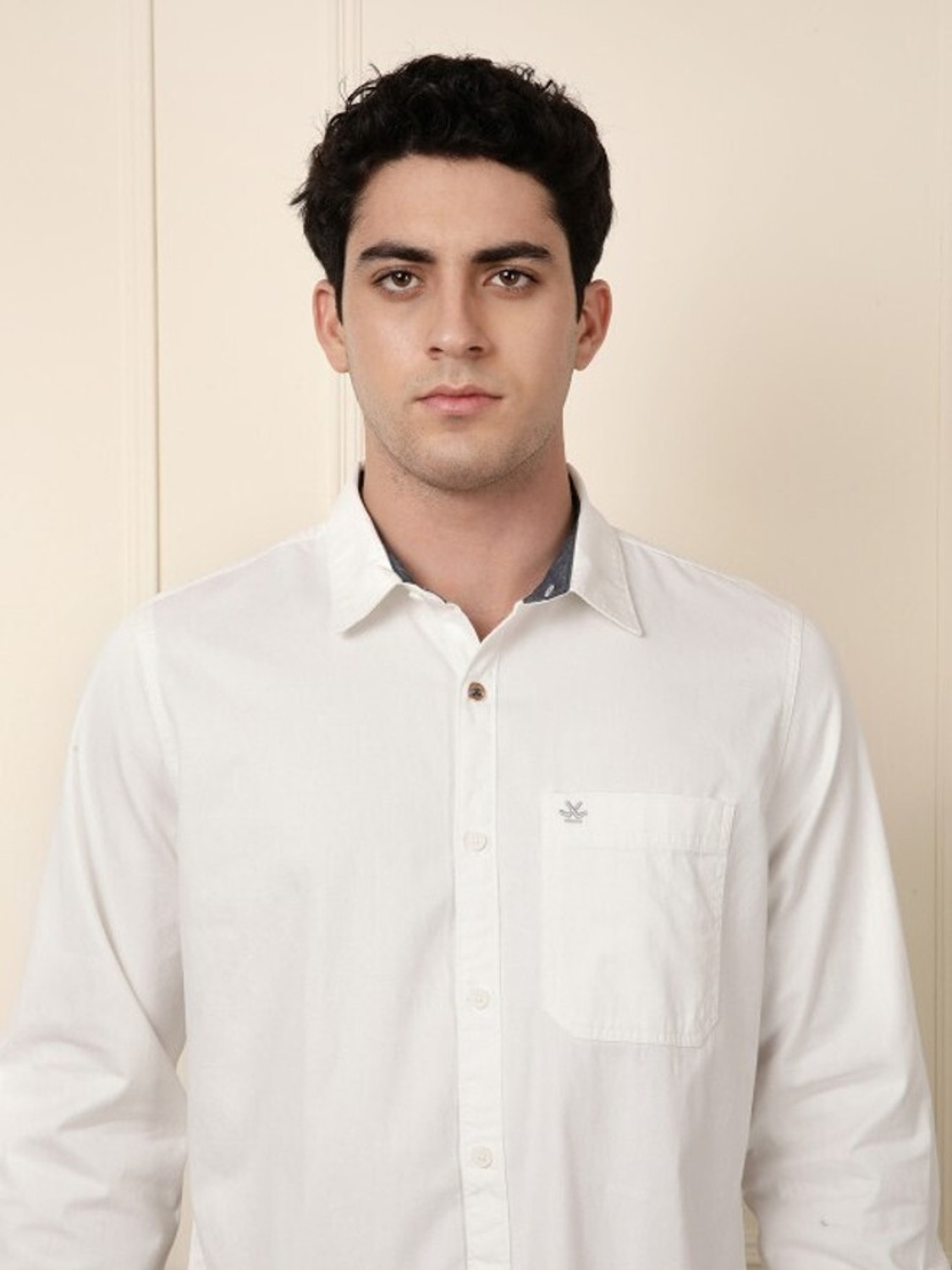 Image of WROGN Men Solid Casual White Shirt