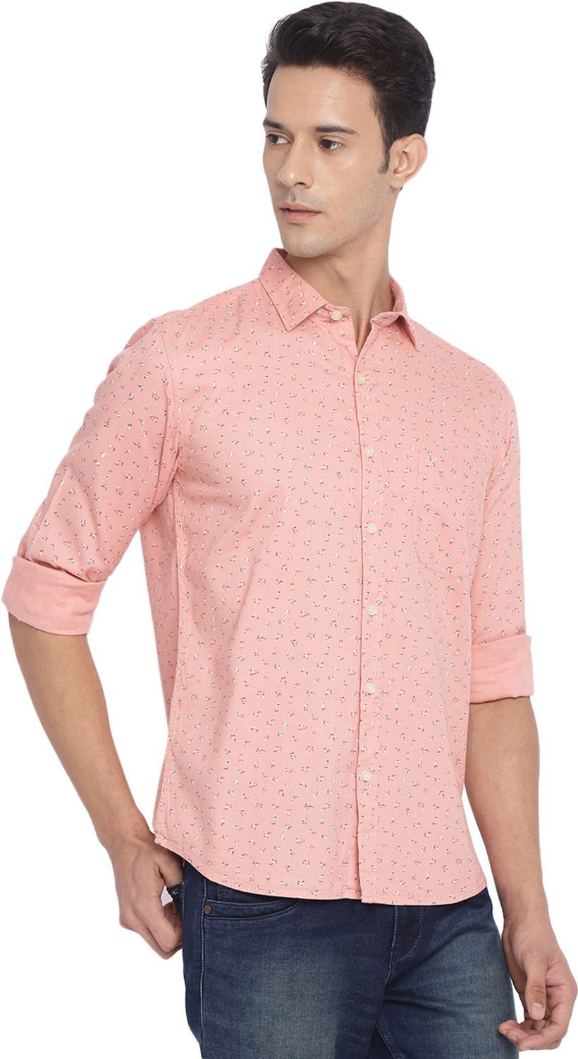 Image of CANTABIL Men Printed Casual Pink, Blue, Beige Shirt