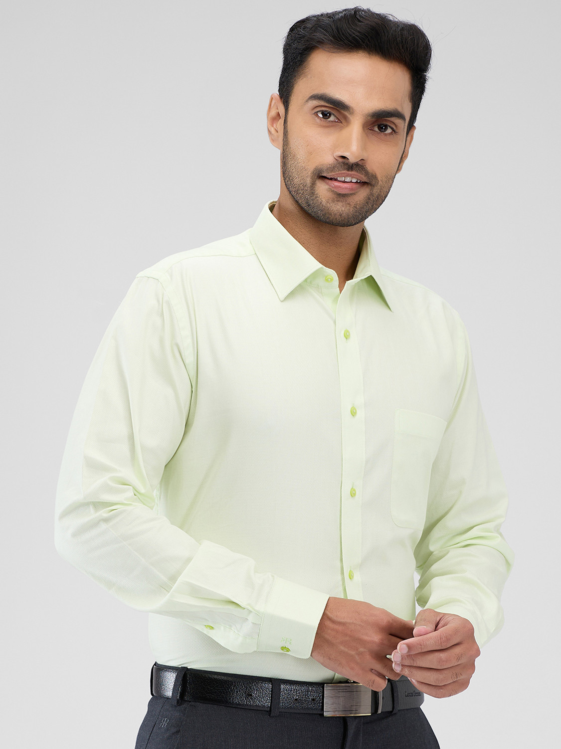 Image of Raymond Men Solid Formal Yellow Shirt