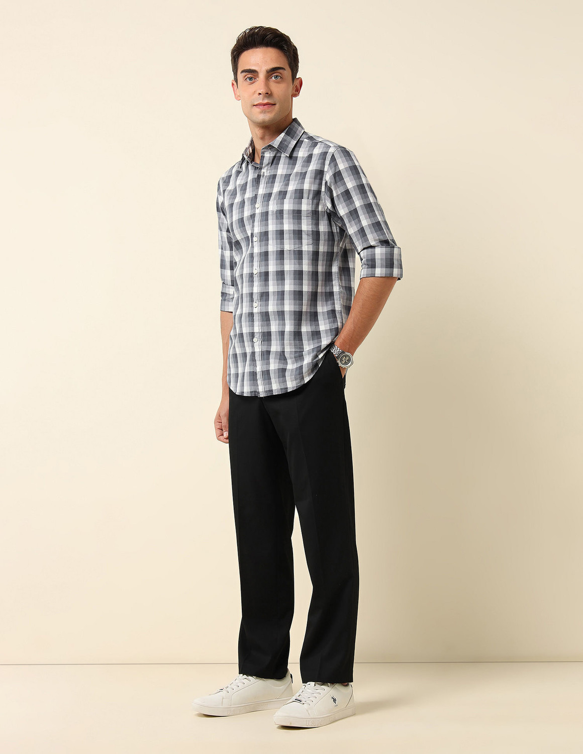 Image of U.S. POLO ASSN. Men Checkered Casual Multicolor Shirt