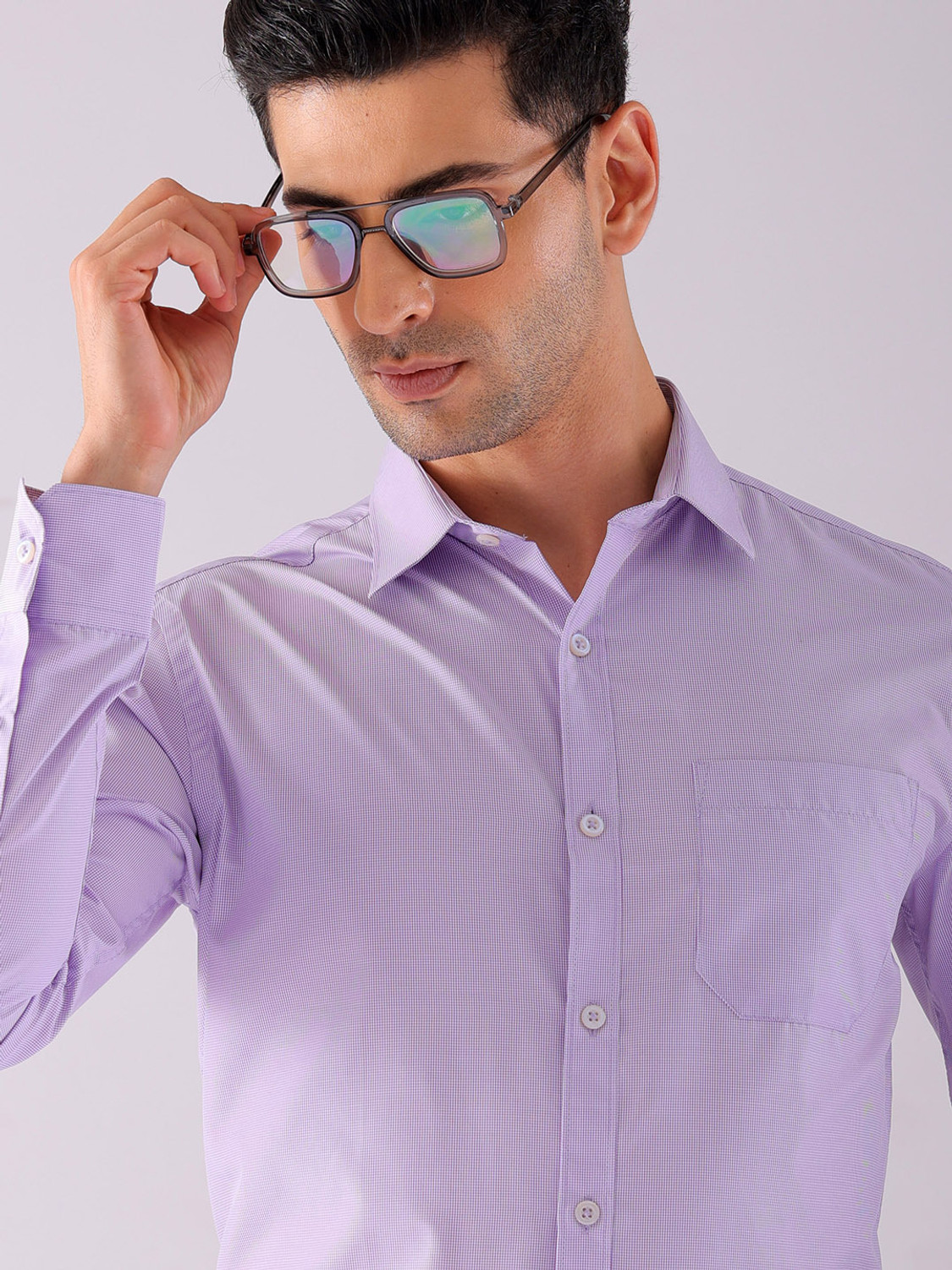 Image of The Indian Garage Co. Men Checkered Formal Purple Shirt