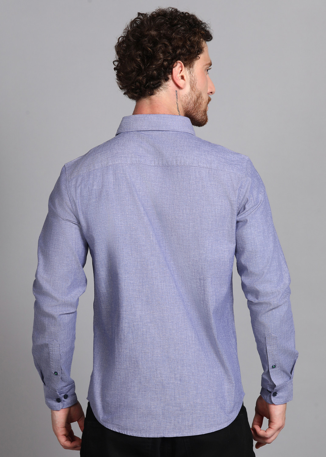 Image of United Colors of Benetton Men Solid Casual Blue Shirt