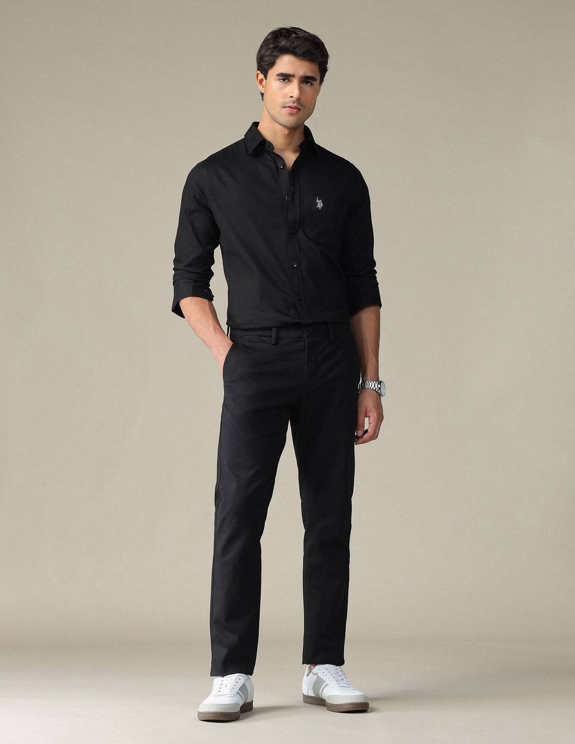 U.S. POLO ASSN. Men Solid Casual Black Shirt - Image 5