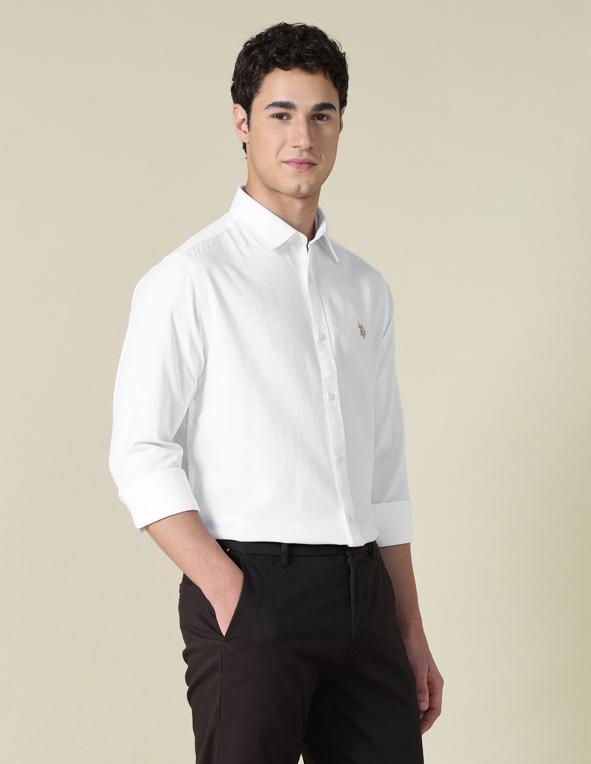 Image of U.S. POLO ASSN. Men Tailored Fit Printed Spread Collar Casual Shirt