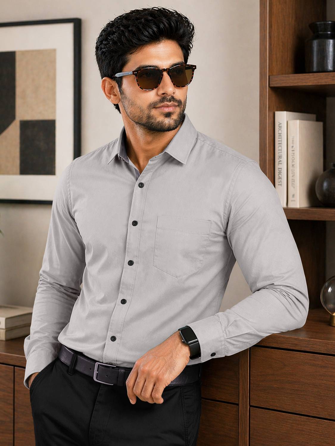 VeBNoR Men Regular Fit Solid Button Down Collar Formal Shirt
