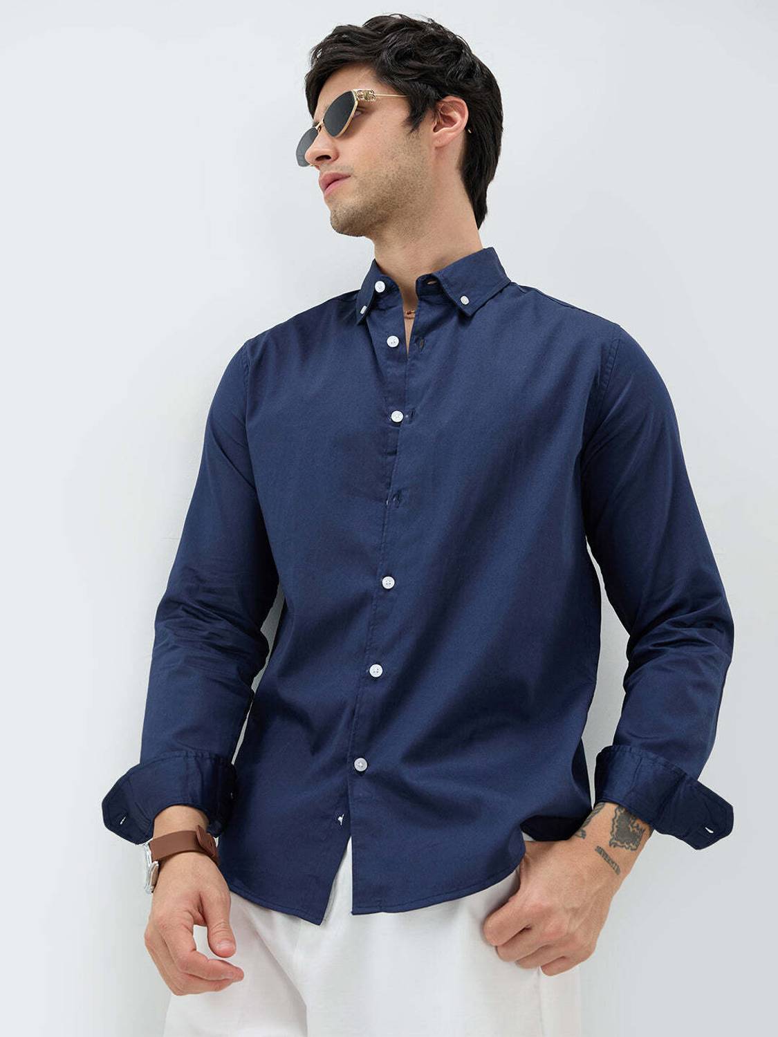 VASTRADO Men Dark Blue Casual Shirt - Image 5