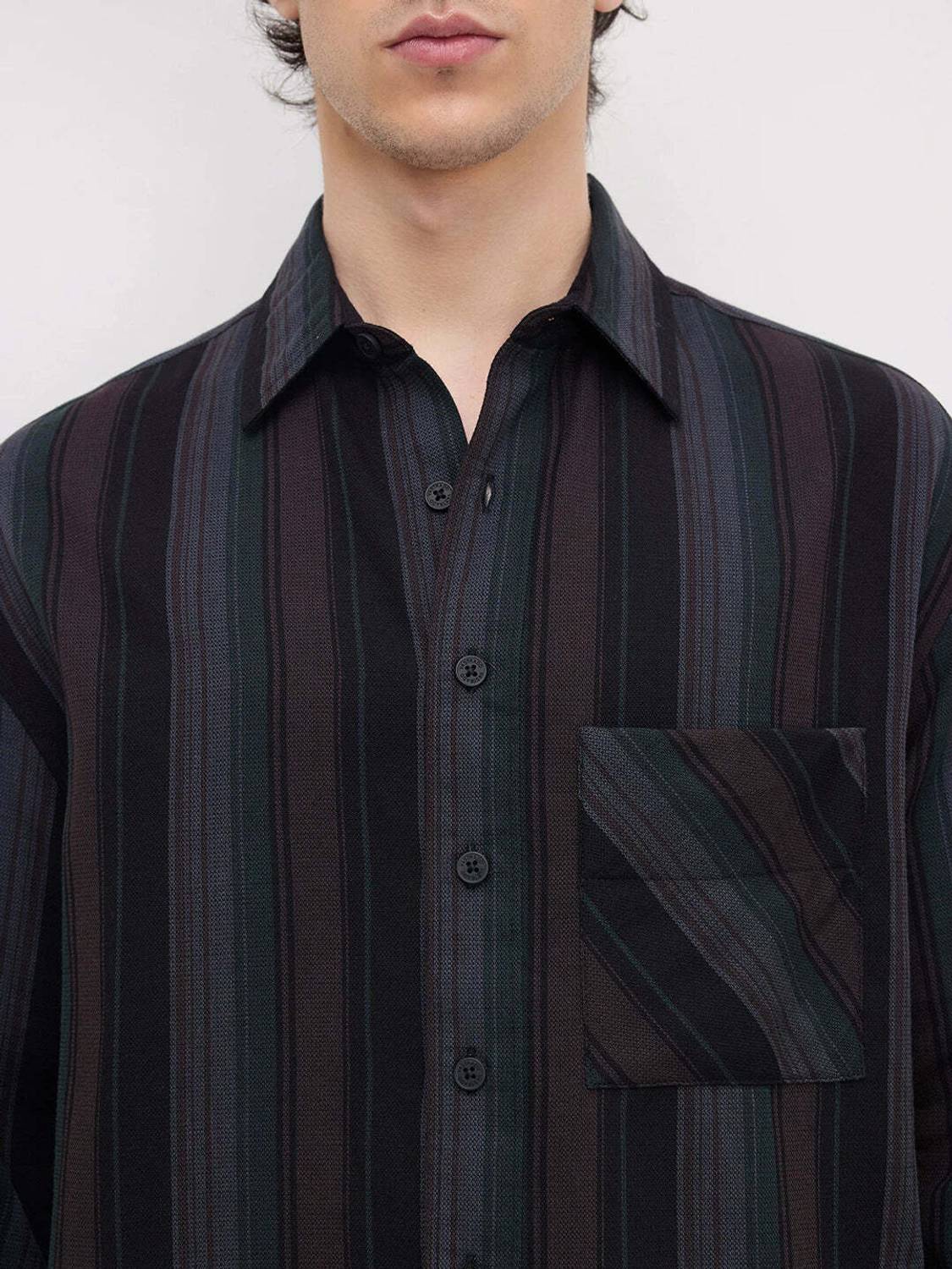 VASTRADO Men Striped Casual Brown Shirt - Image 3