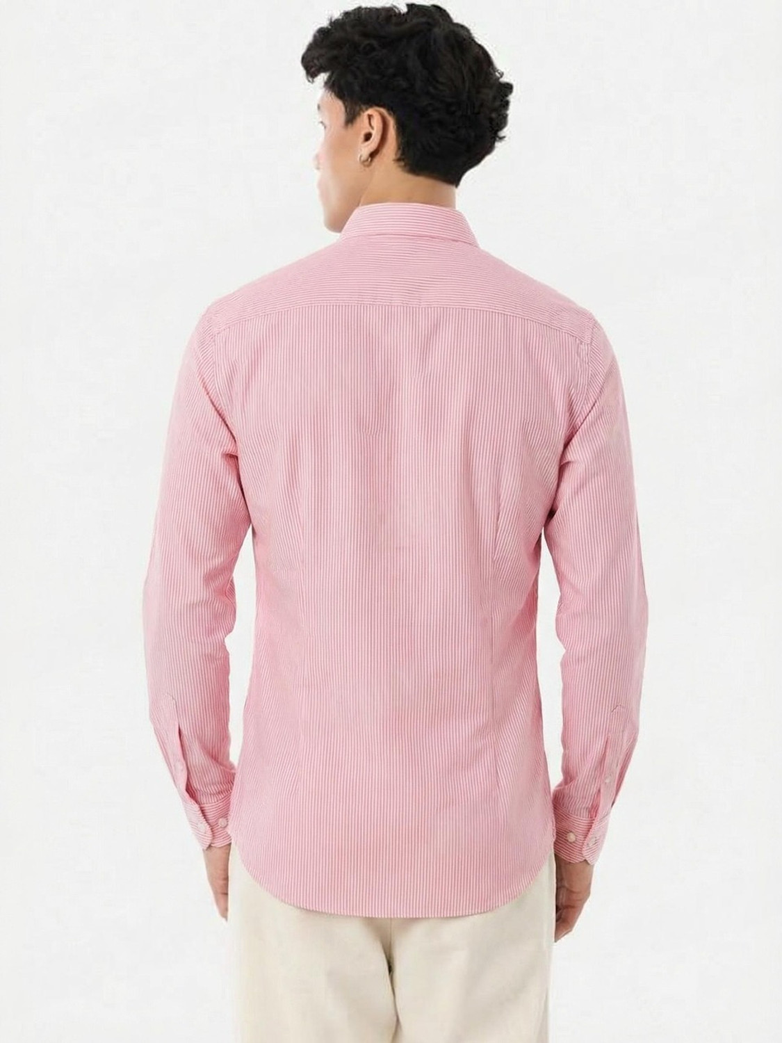 Image of RADHIKA FASHION HOUSE Men Striped Casual Pink Shirt