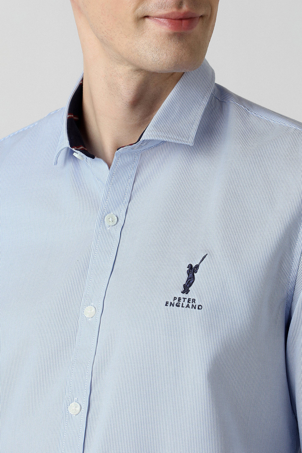 Image of PETER ENGLAND Men Solid Casual Blue Shirt
