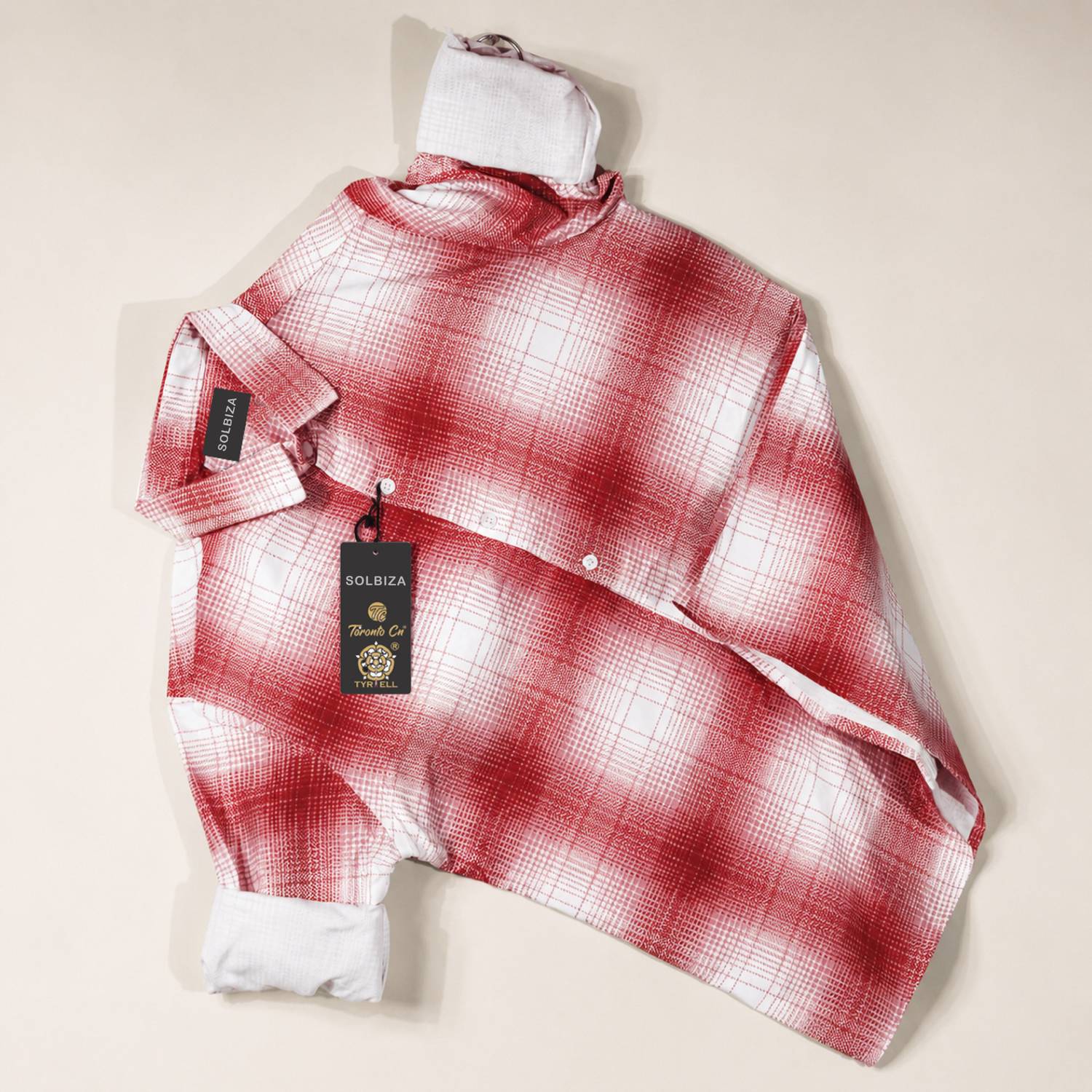 Solbiza Men Checkered White, Red Shirt - Image 2