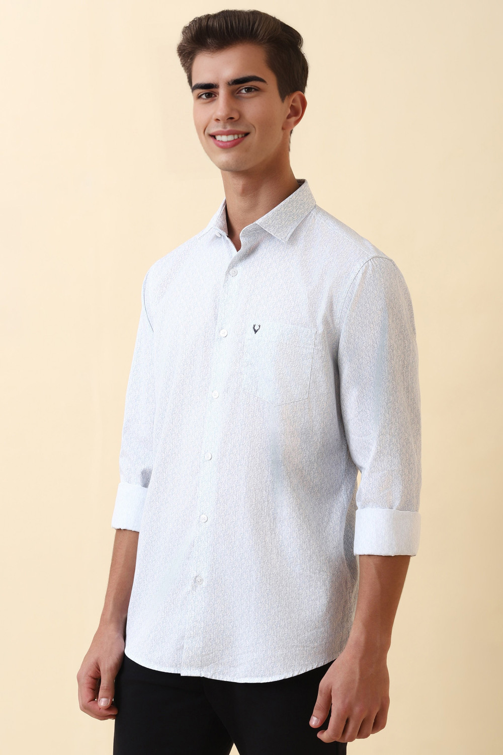 Image of Allen Solly Men Printed Casual White Shirt