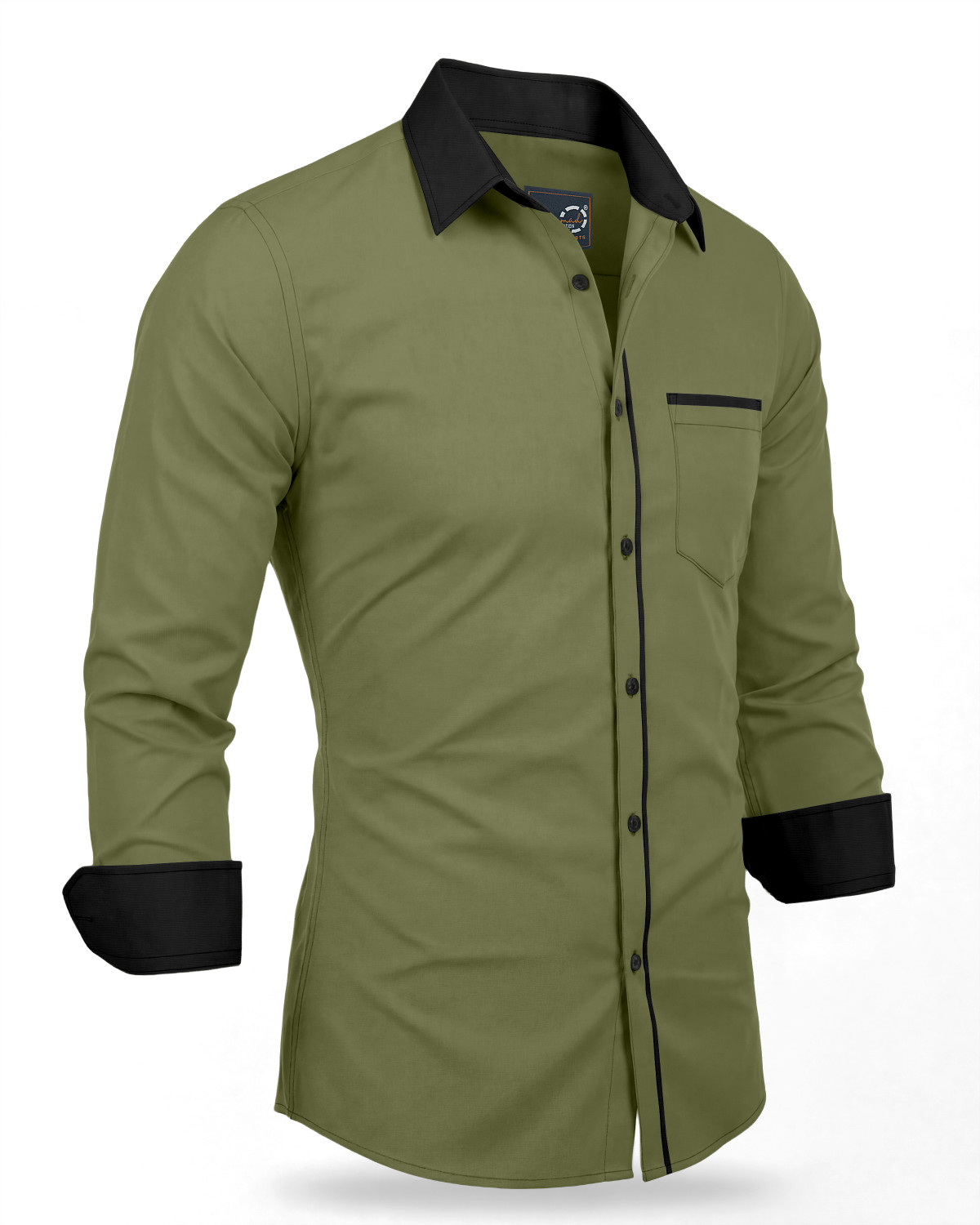 Image of GAZZY CREATION Men Solid Casual Green Shirt