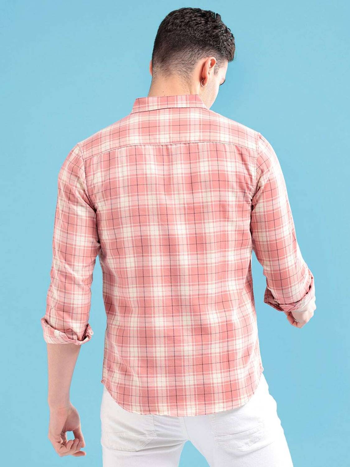 The Indian Garage Co. Men Pink Checkered Casual Shirt - Image 5