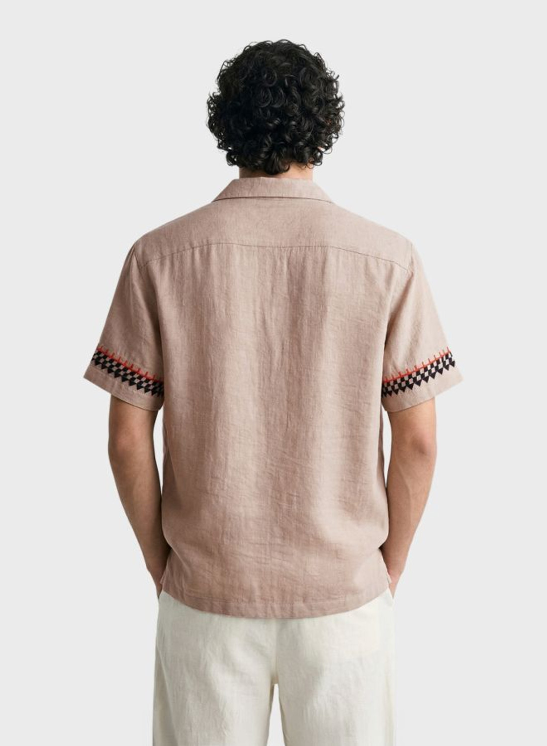 Image of The Indian Garage Co. Men Relaxed Fit Embroidered Spread Collar Casual Shirt