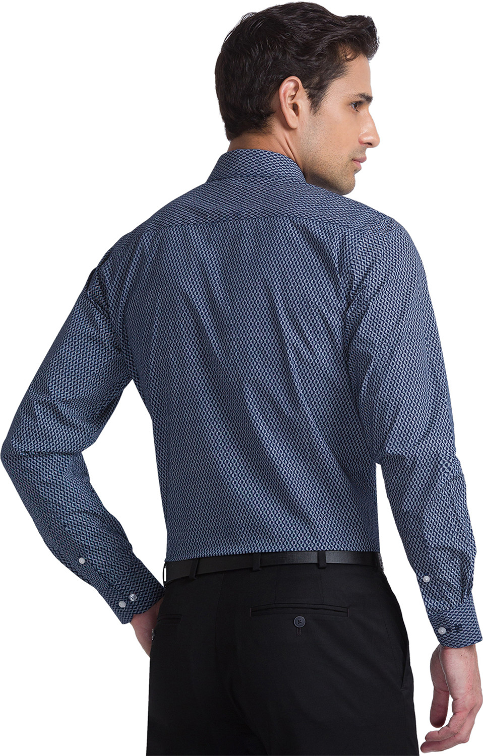 Image of Raymond Men Printed Formal Blue Shirt