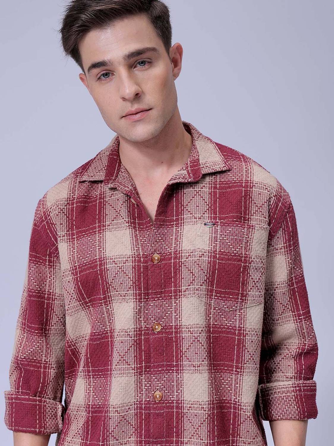 The Indian Garage Co. Men Maroon Checkered Shirt - Image 1