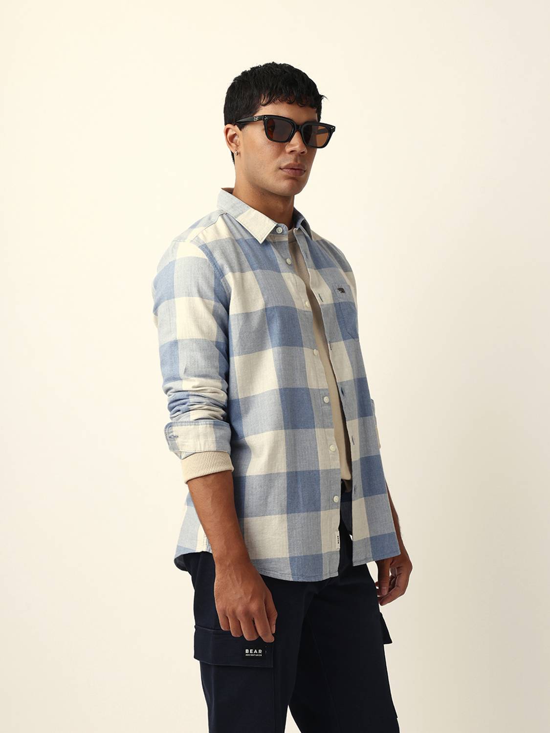 THE BEAR HOUSE Men Checkered Blue Shirt - Image 4